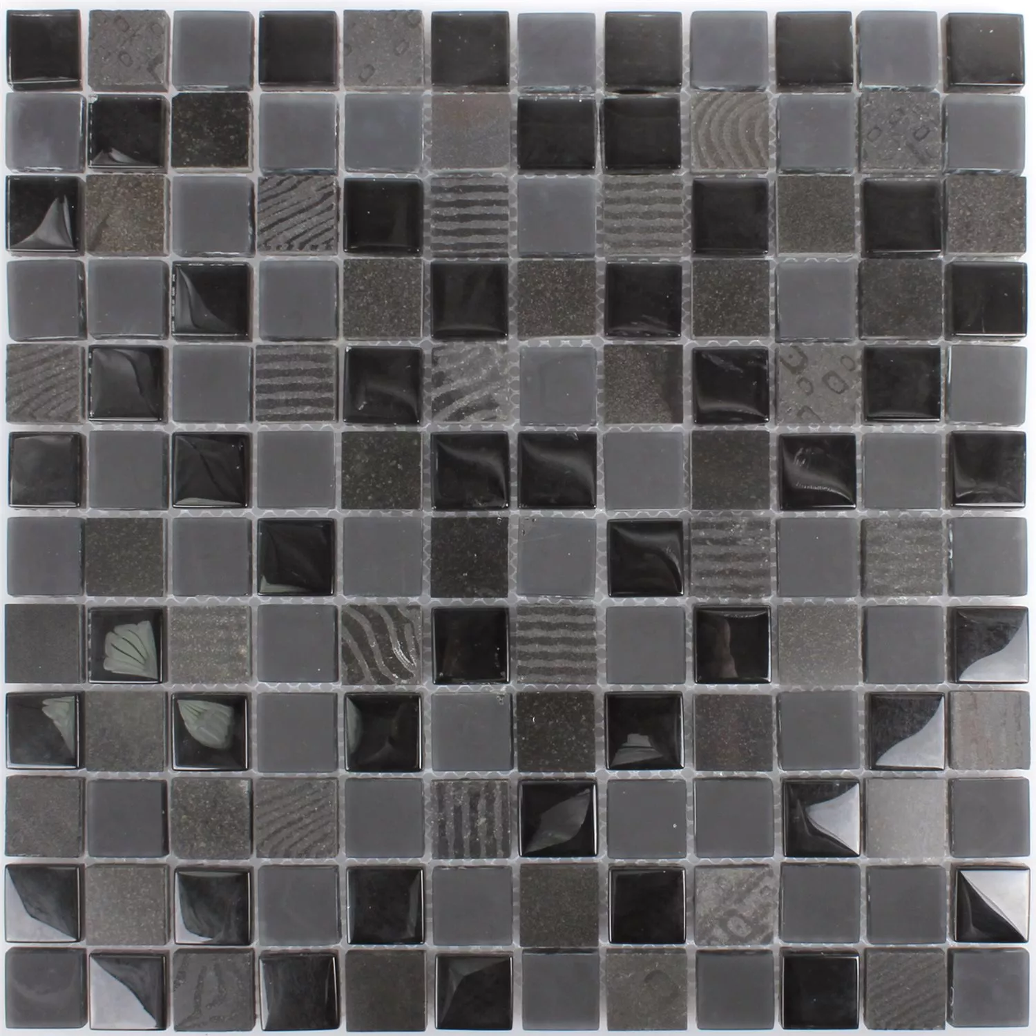 Mosaic Tiles Ankara Glass Stone Mix Black 23