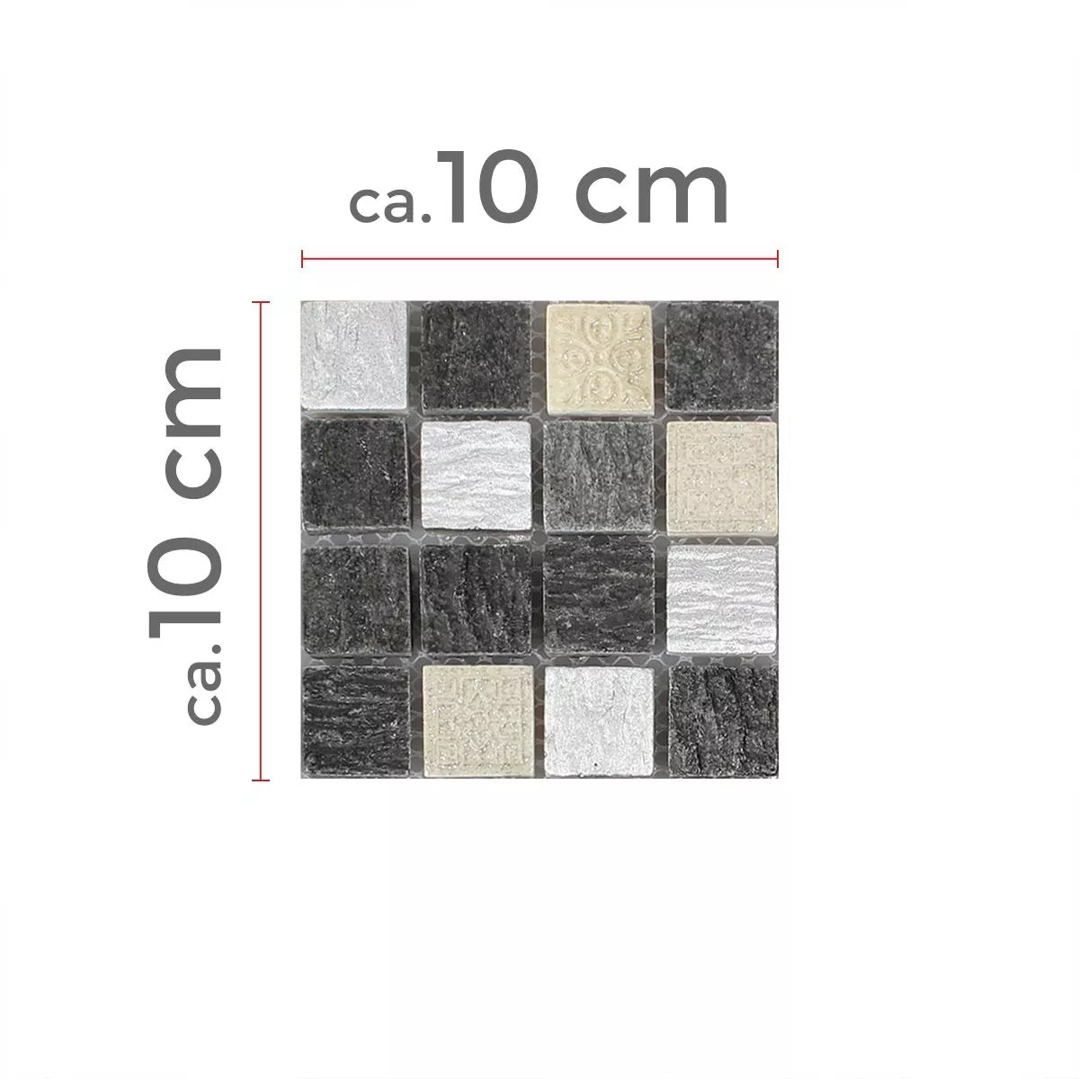 Sample Glass Mosaic Natural Stone Tiles Colicos Grey Black Silver