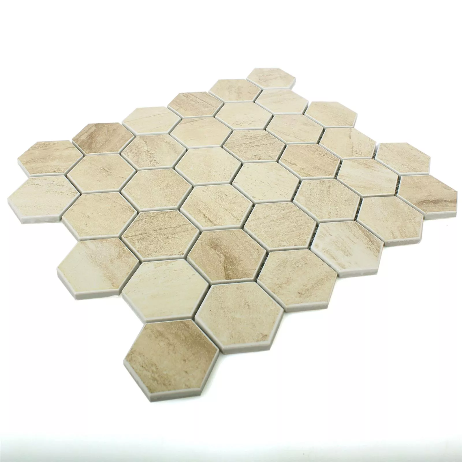 Ceramic Beton Optic Mosaic Tiles Shepherd Hexagon Beige