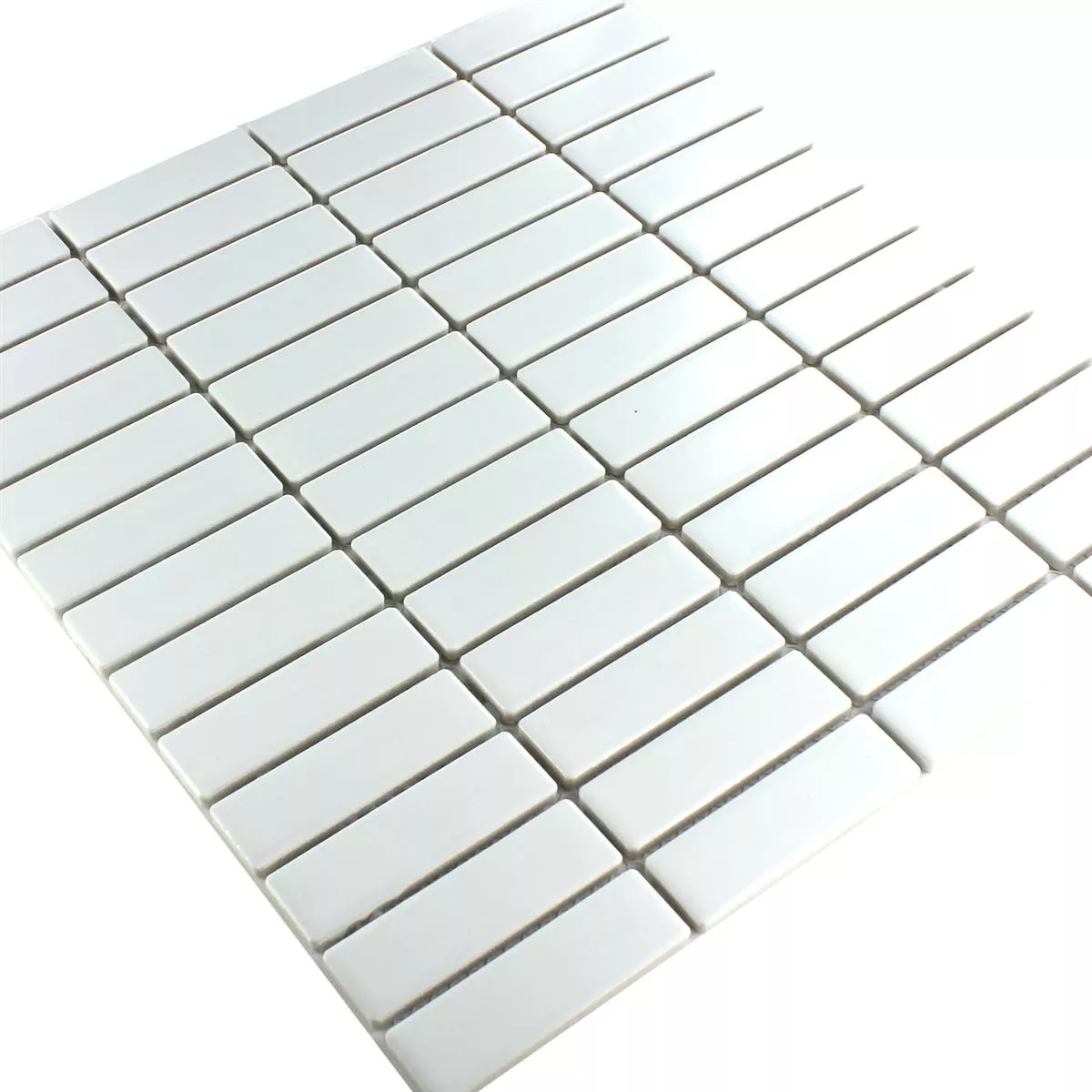 Sample Mosaic Tiles Ceramic White Sticks Mat