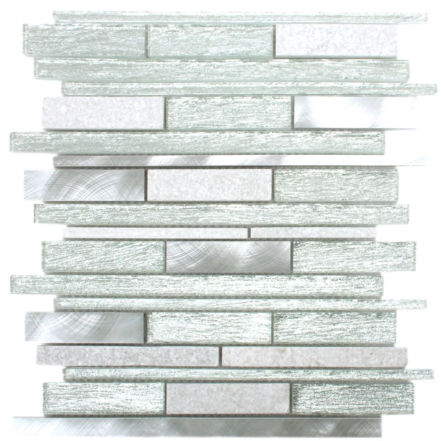 Mosaic Tiles Panorama Silver White