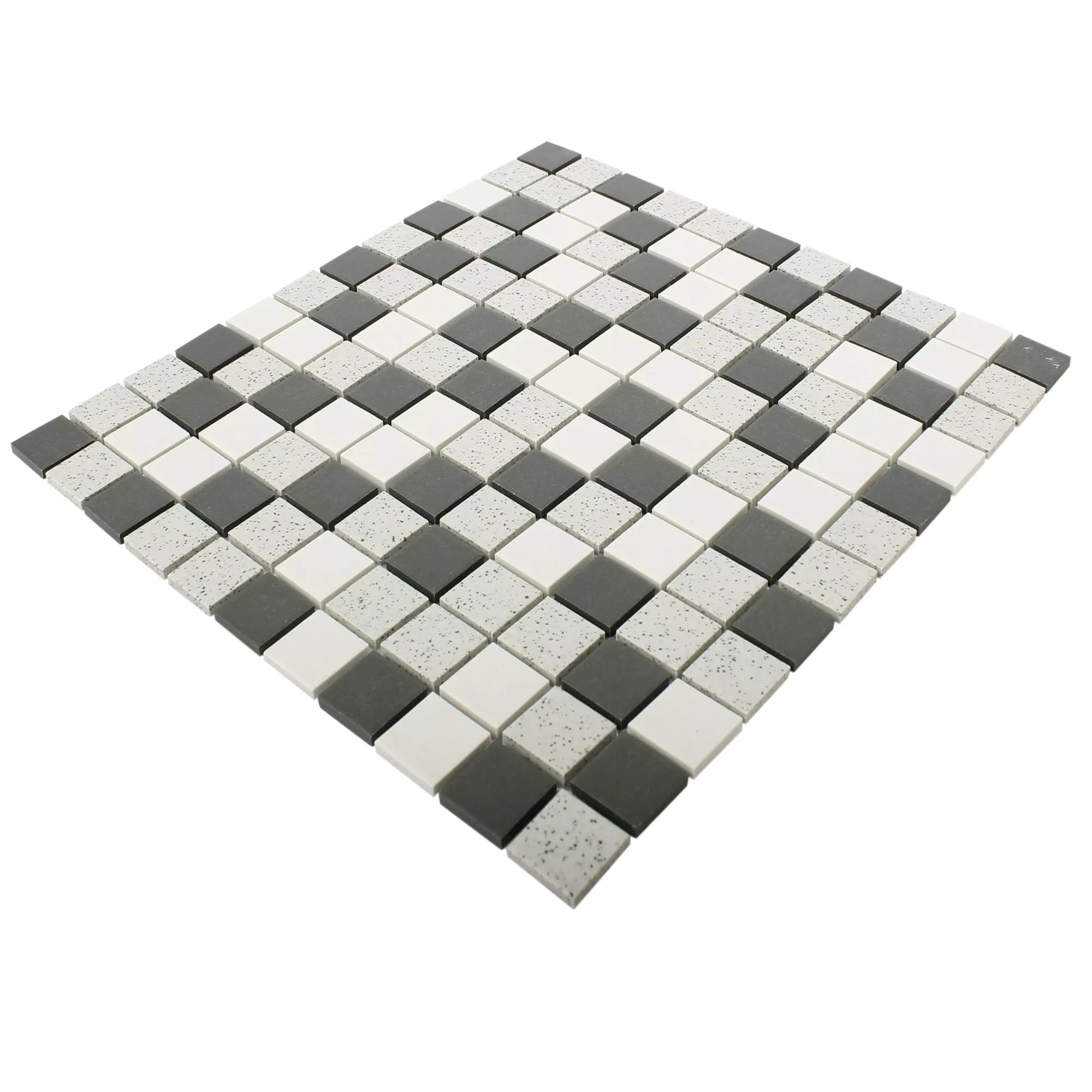 Sample Ceramic Mosaic Tiles Monforte Black Grey Square