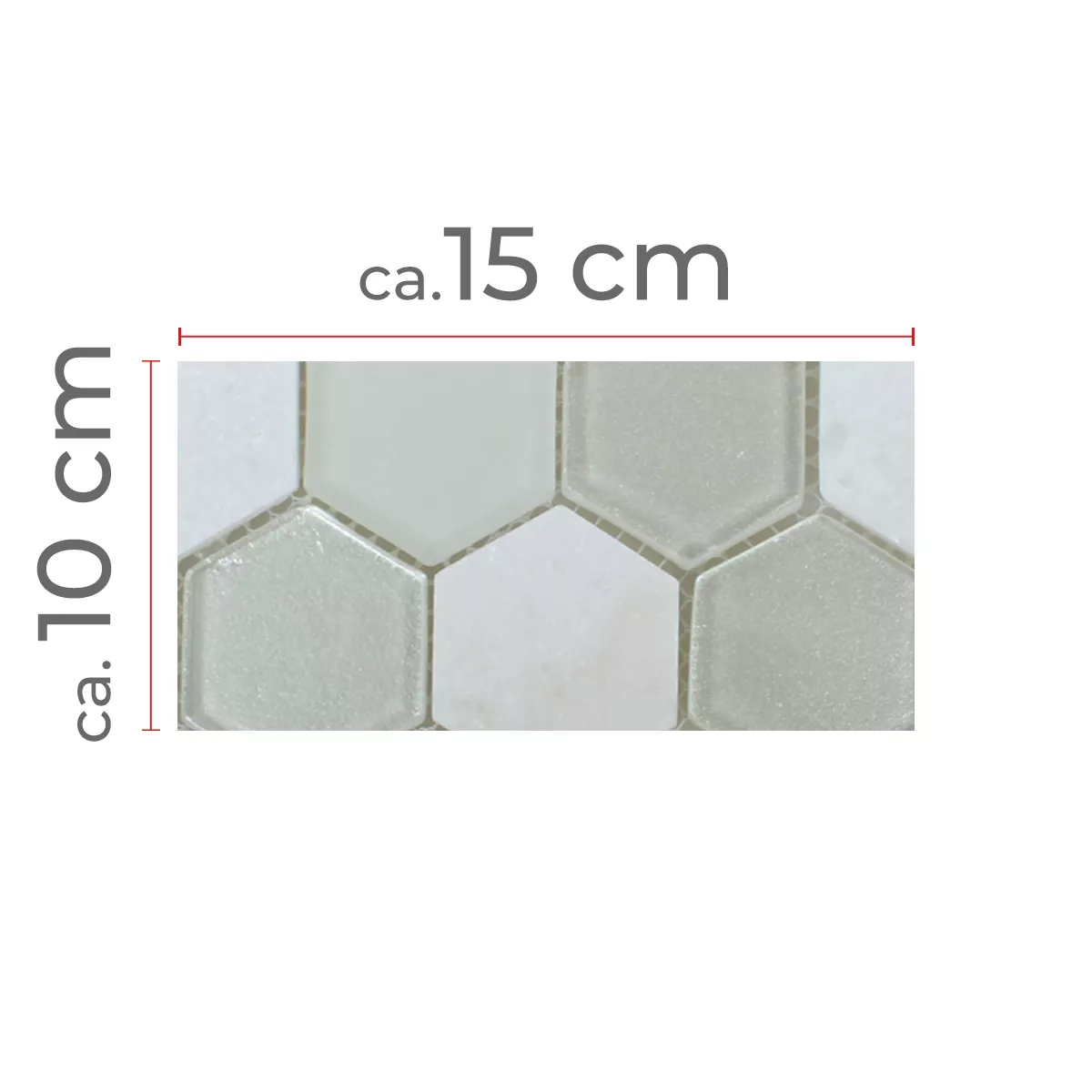 Sample Mosaic Tiles Hexagon Glass Natural Stone White 3D