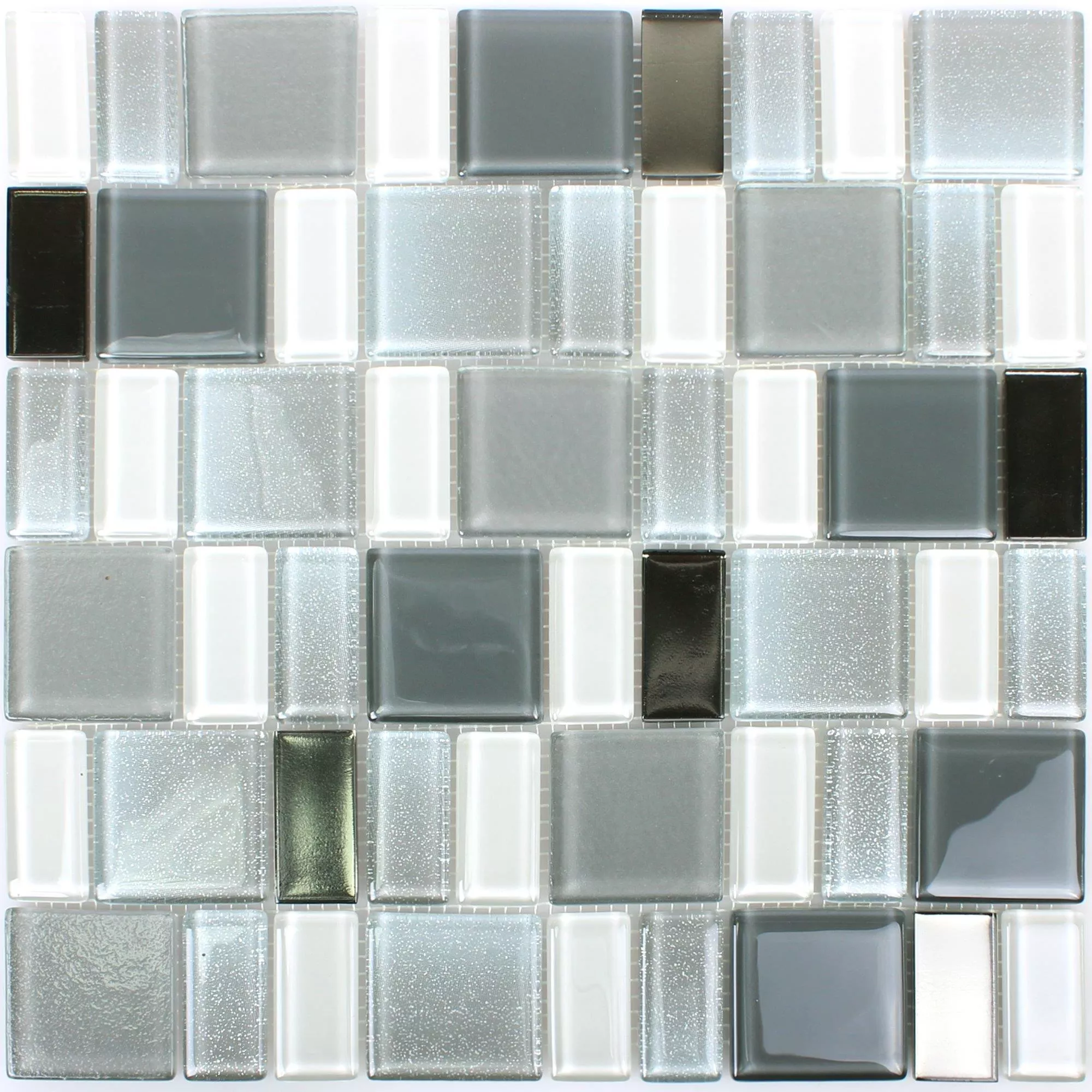 Glass Mosaic Tiles Peacock Silver Glitzy