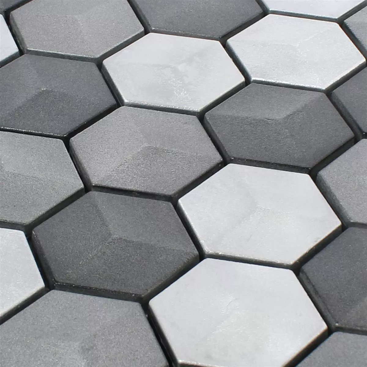 Sample Mosaic Tiles Hexagon Kandilo Black Silver