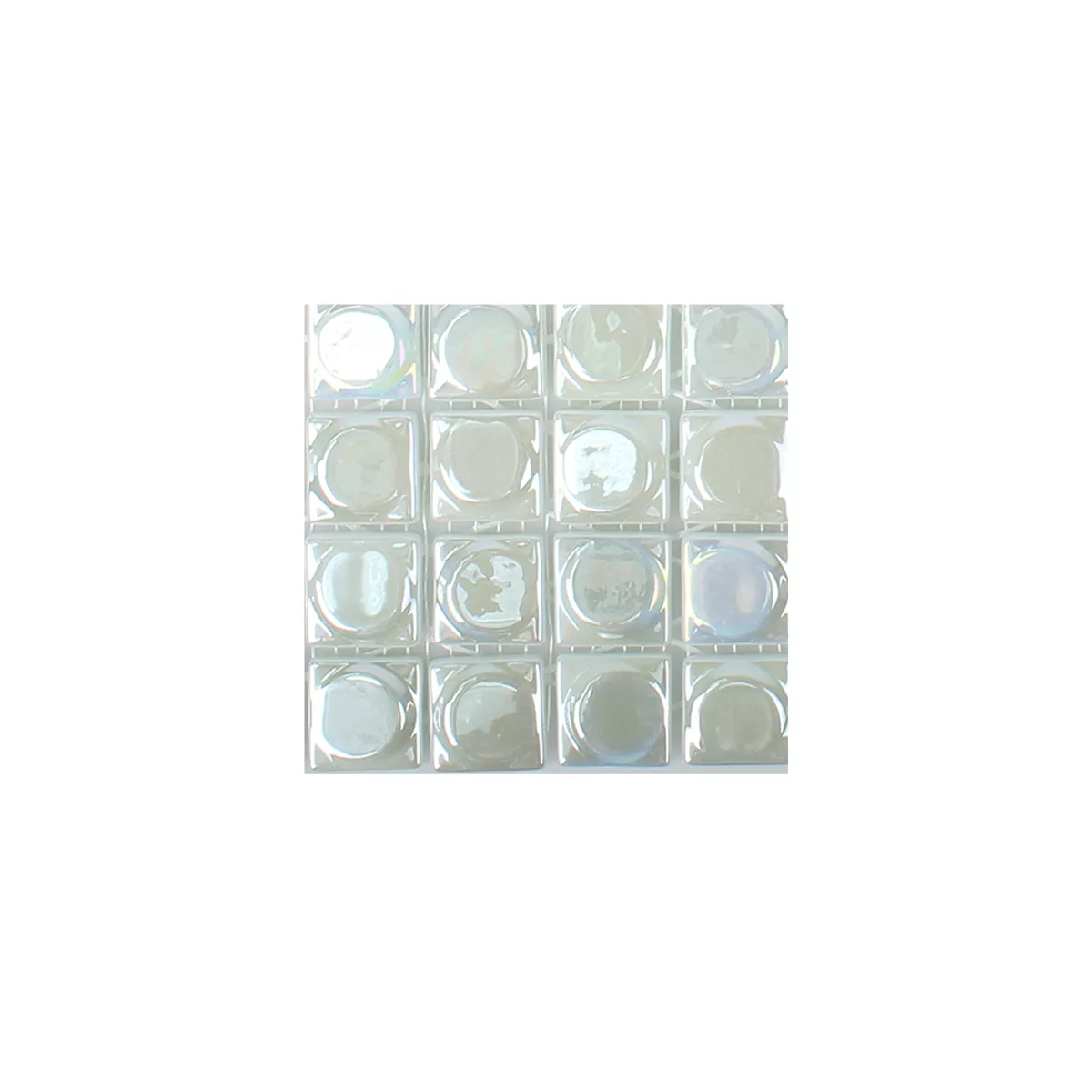 Sample Glass Mosaic Tiles Accra White 3D Round