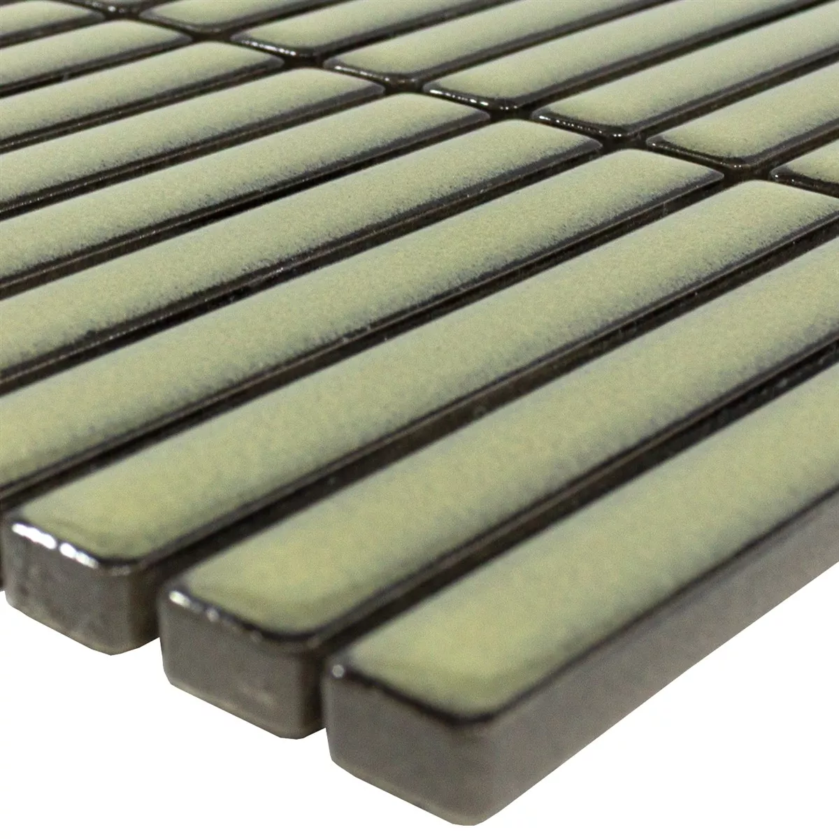 Mosaic Tile Wallachia Green Glossy 12x92x8 mm