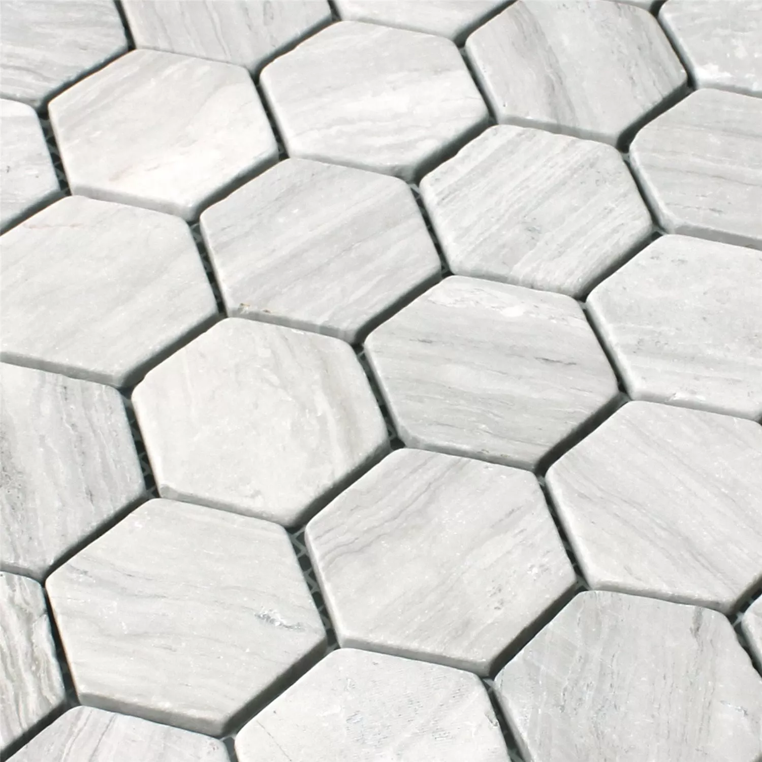 Mosaic Tiles Marble Tarsus Hexagon Grey