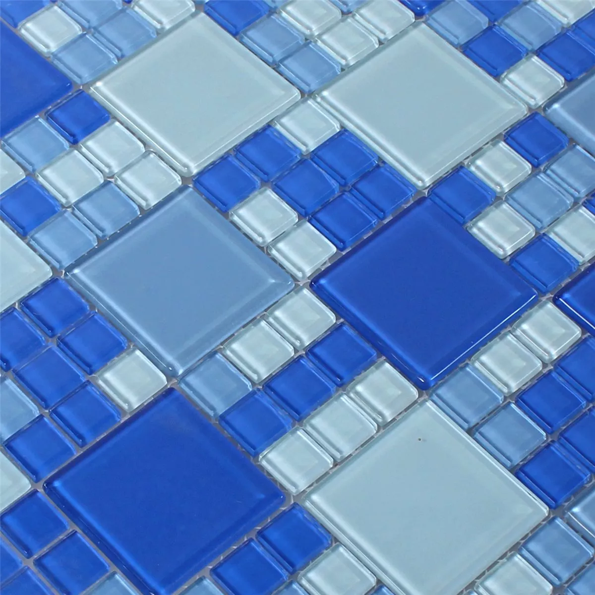 Sample Mosaic Tiles Glass Blue Light Blue Mix