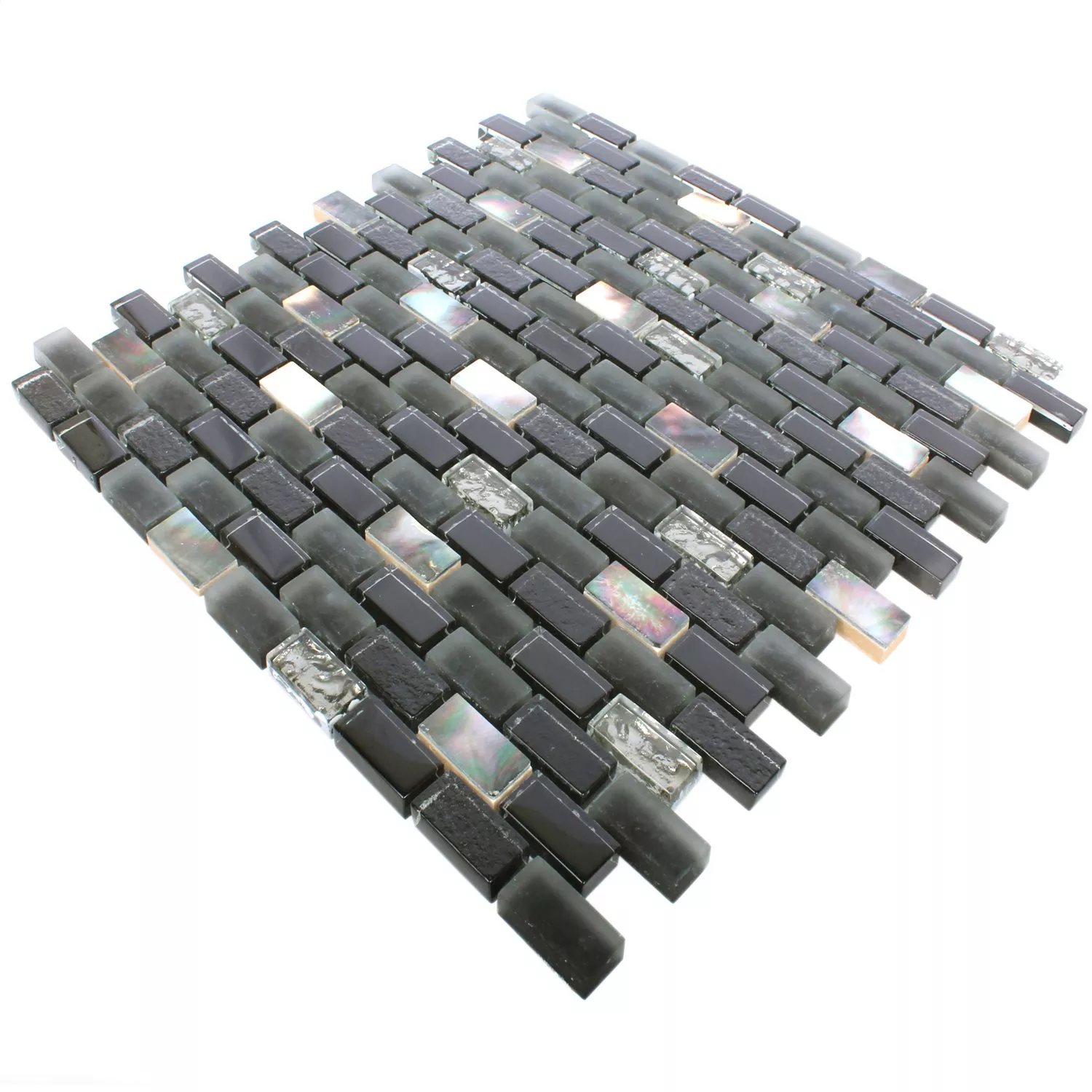 Mosaic Tiles Gondomar Glass Shell Mix Black