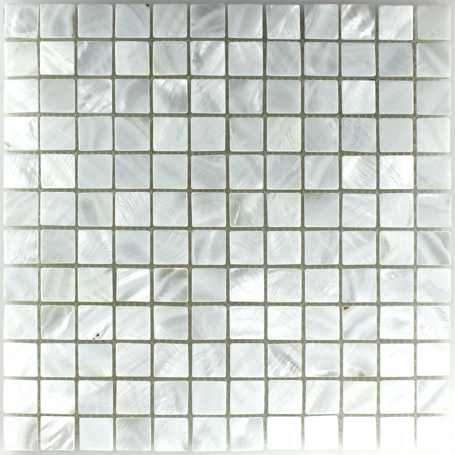 Sample Mosaic Tiles Glass Nacre Effect Ivory White 