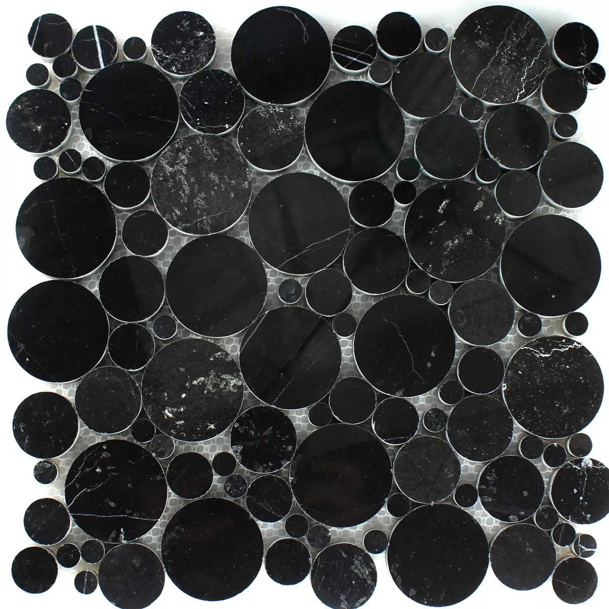 Sample Mosaic Tiles Marble Marimar Round Black Polished