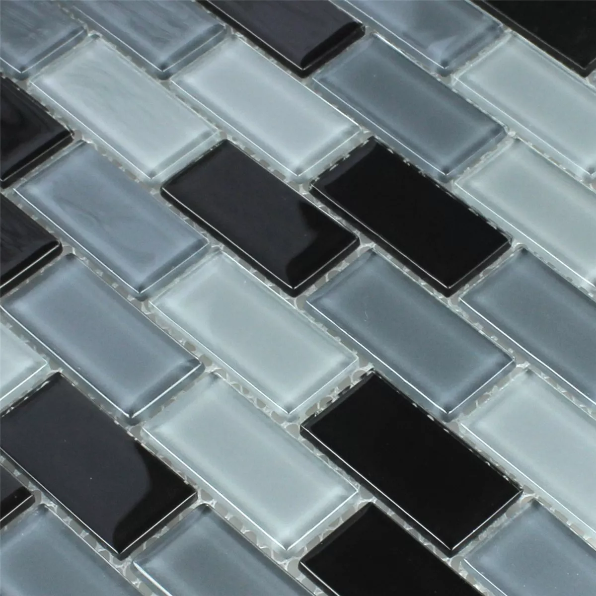 Mosaic Tiles Glass Black Mix 25x50x4mm