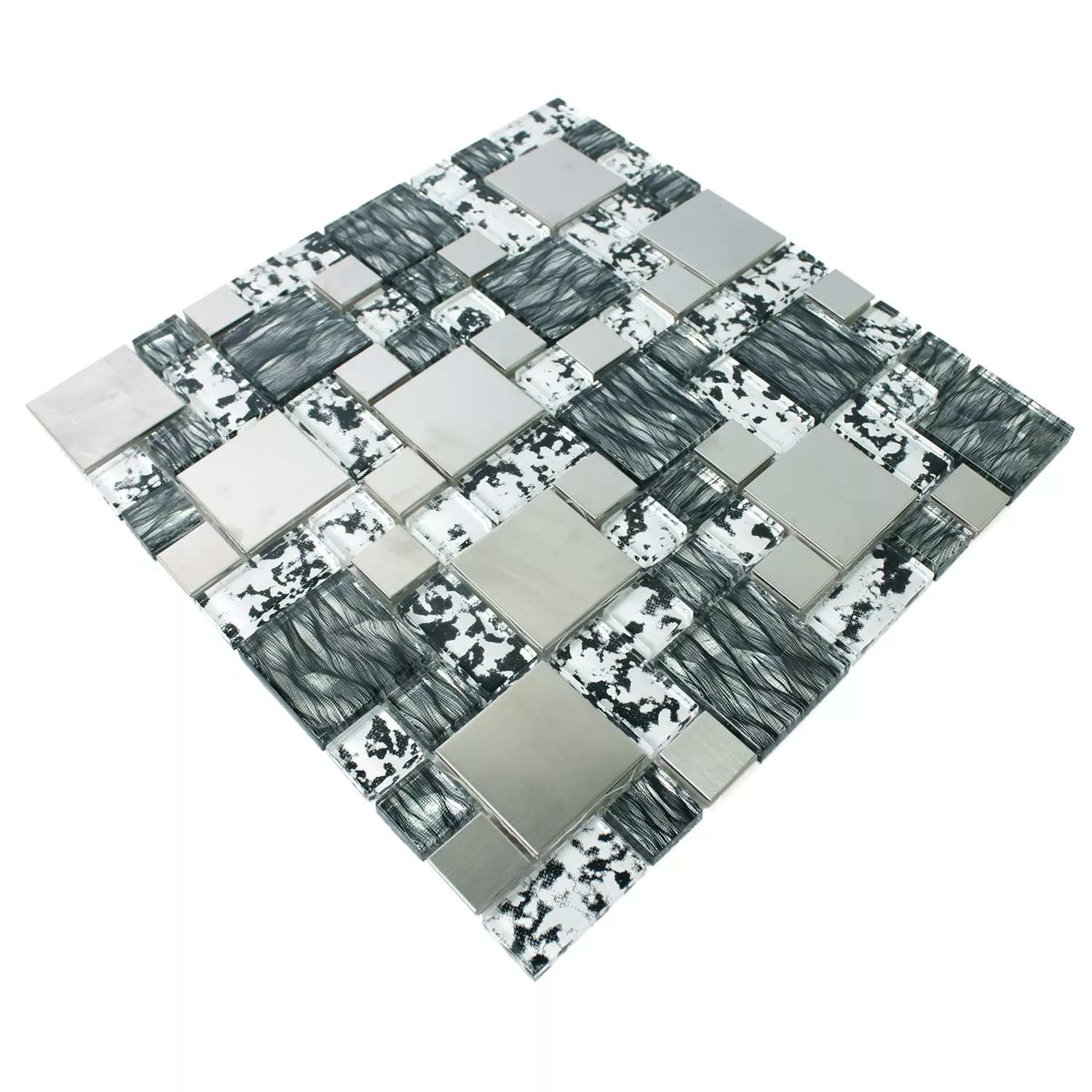 Sample Glass Stainless Steel Mosaic Rio Black Silver White