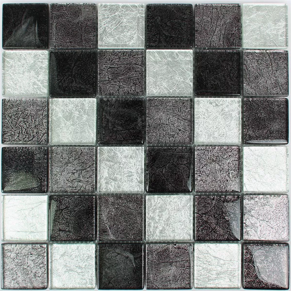 Glass Mosaic Tiles Curlew Black Silver 48