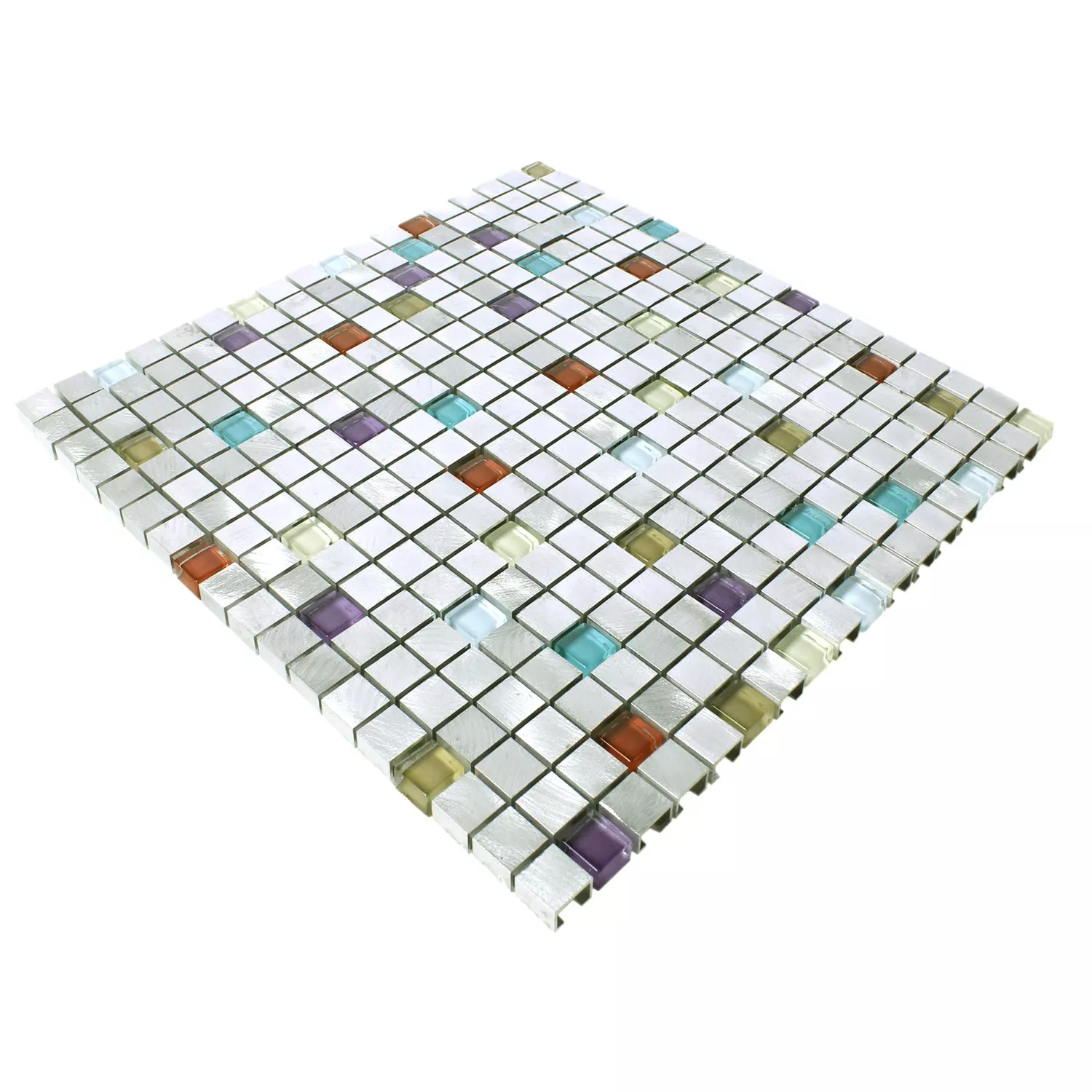 Sample Mosaic Tiles Lissabon Aluminium Glass Mix Colored