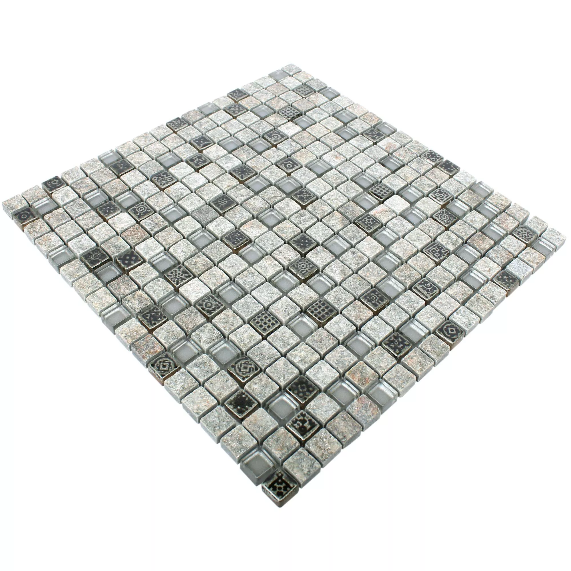 Glass Natural Stone Resin Mosaic Tiles Zimtente Grey