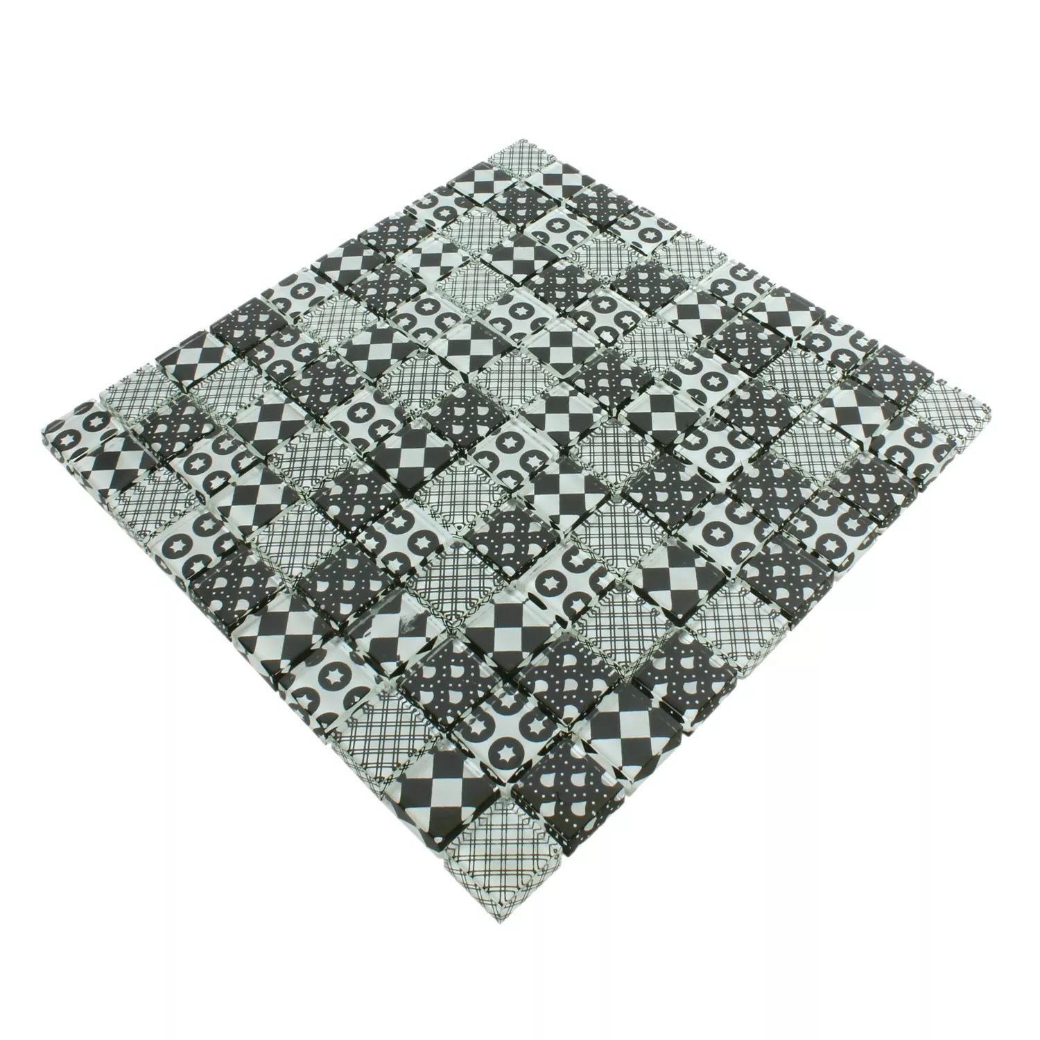 Sample Mosaic Tiles Glass Rainbow Black White