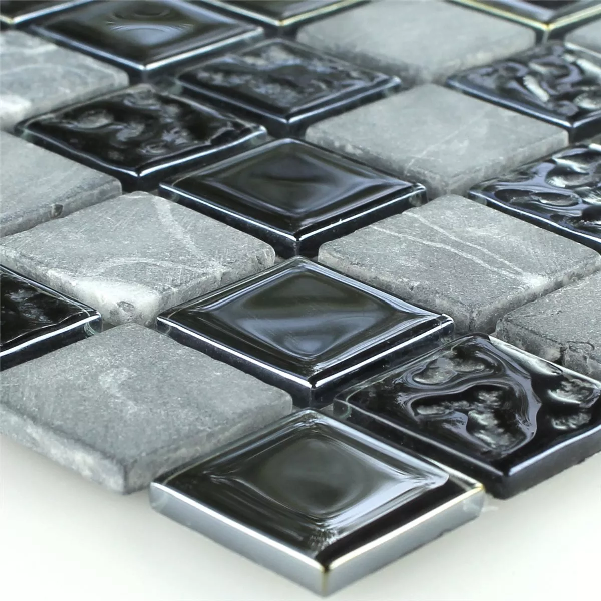 Glass Marble Natural Stone Mosaic Tiles Epsilon Black Grey Glass Marble Natural Stone Mosaic Tiles Epsilon Black Grey
