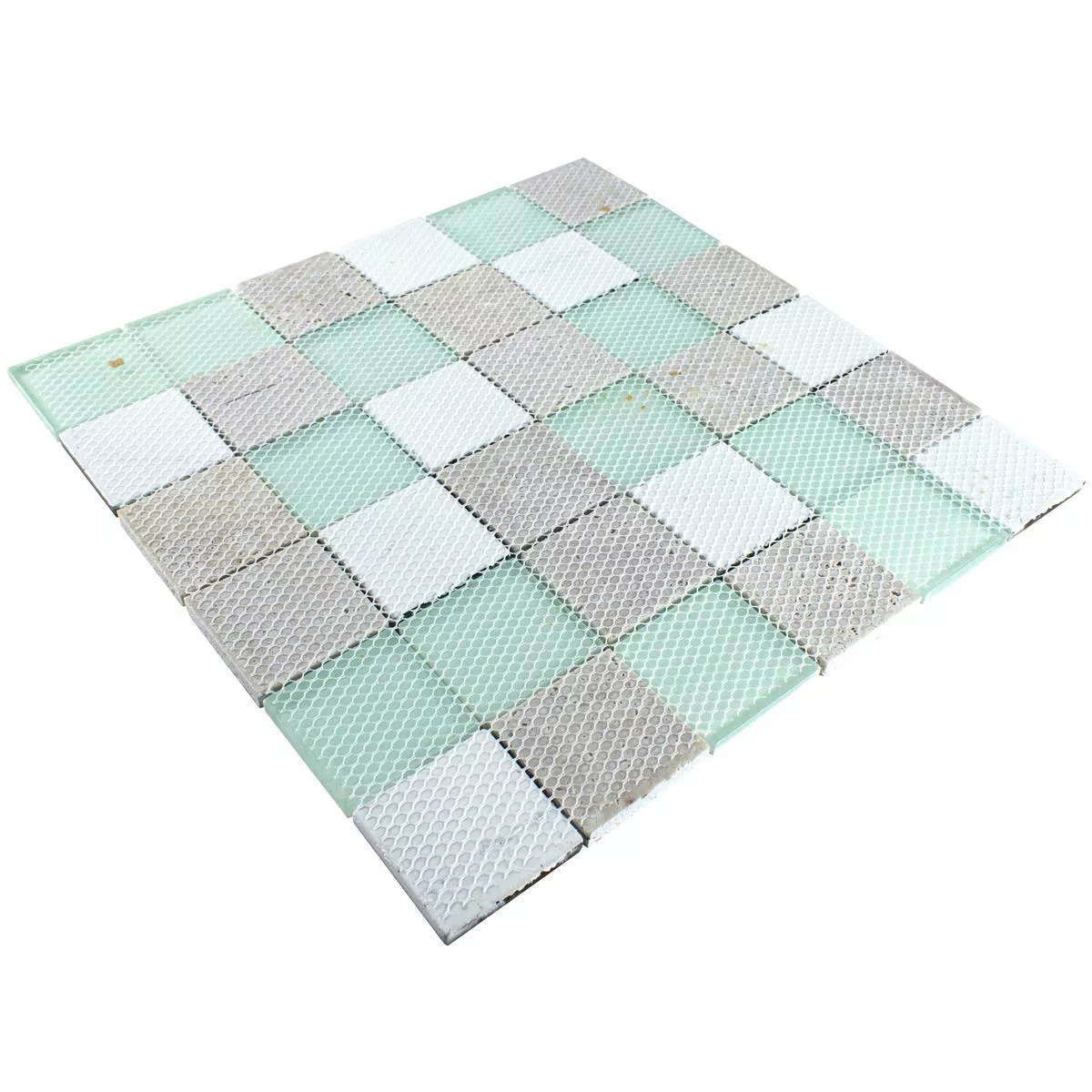 Sample Glass Mosaic Tiles Wood Optic Norwalk Grey Brown Green Q48