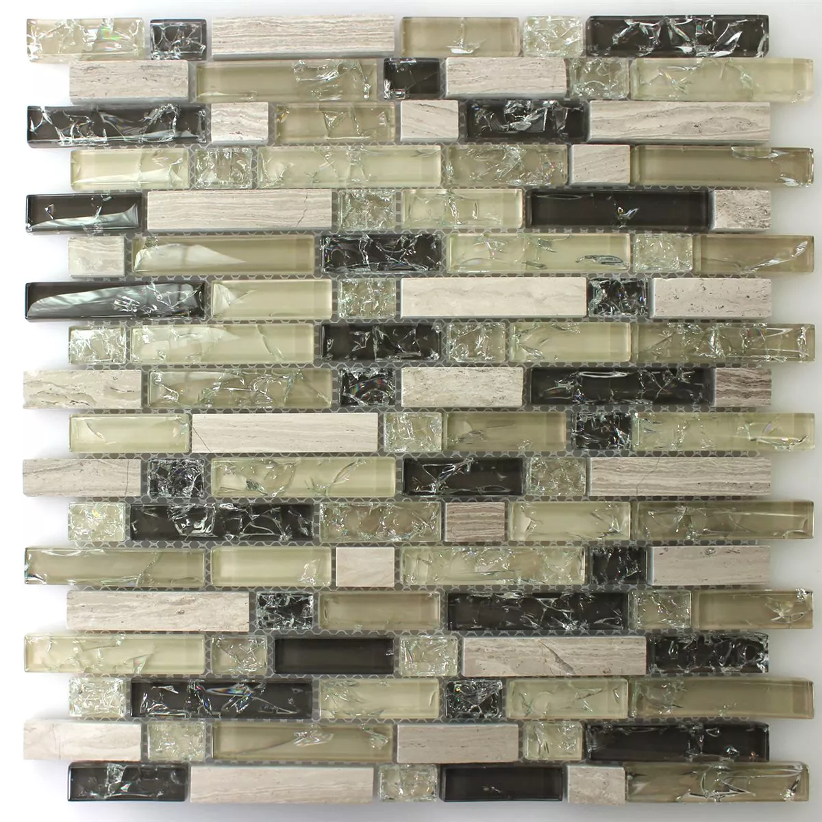 Sample Mosaic Tiles Glass Natural Stone SmoothBroken Green Grey