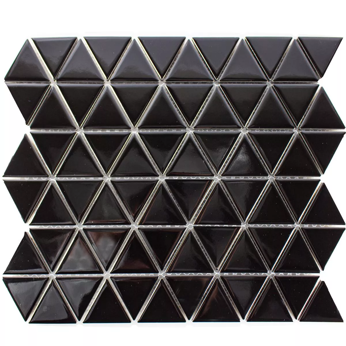 Sample Ceramic Mosaic Tiles Arvada Triangle Black Glossy