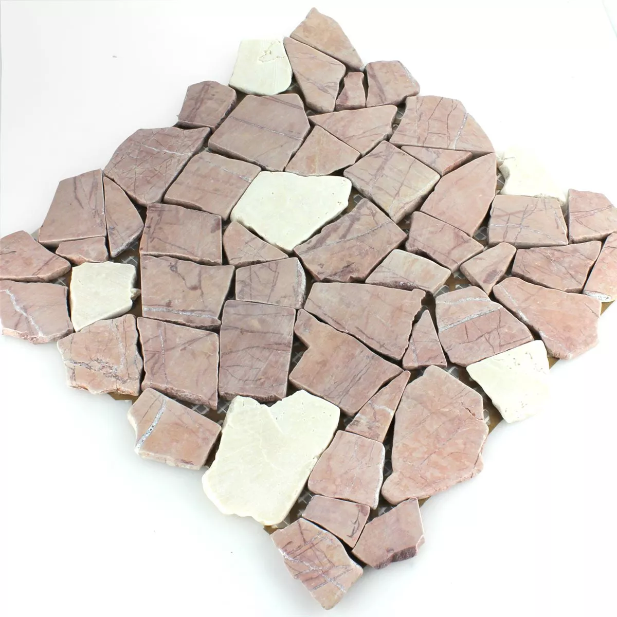 Mosaic Tiles Broken Marble Rosso Verona Cream