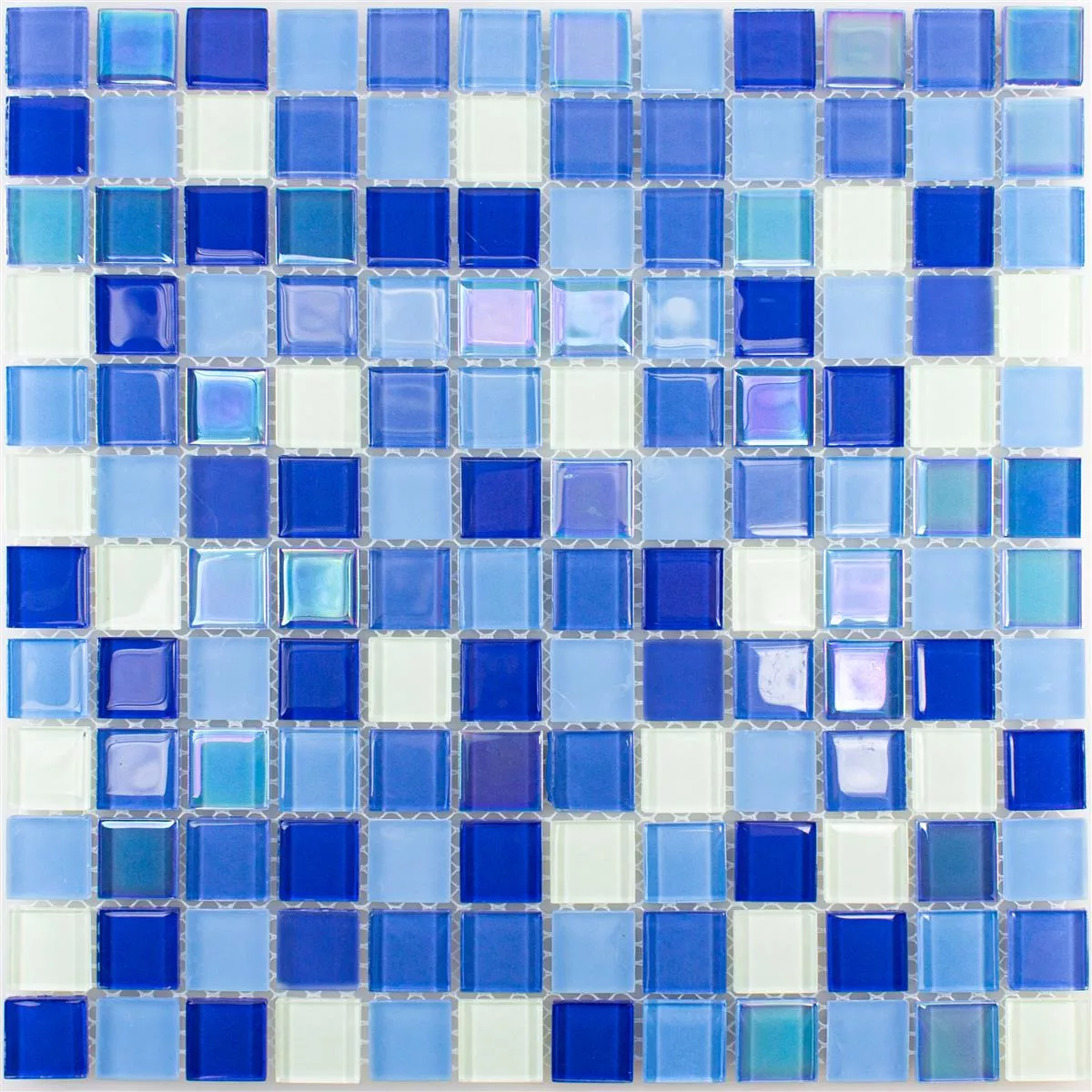 Glass Mosaic Tiles Karlsruhe Blue White