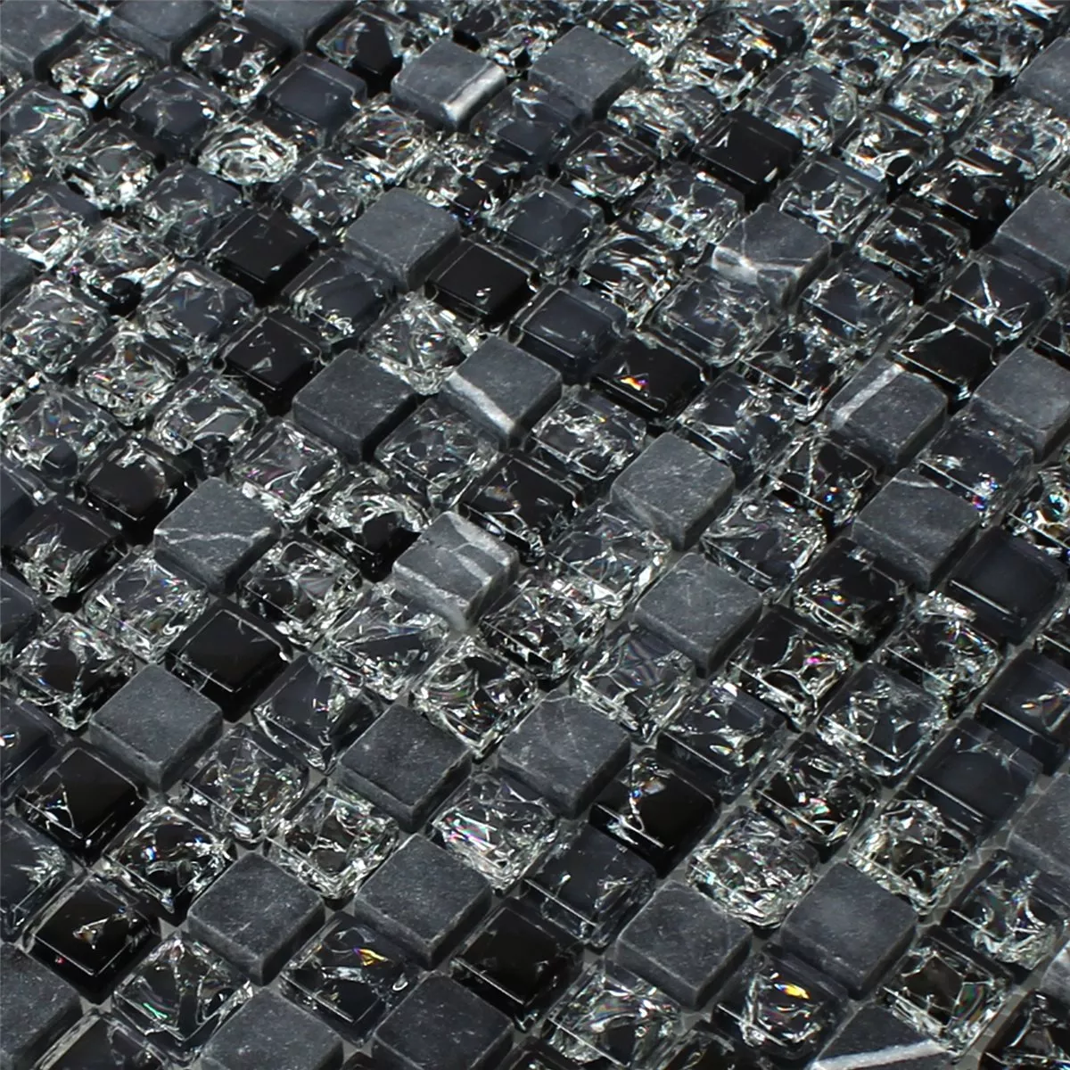 Sample Mosaic Tiles Glass Natural Stone Broken Black