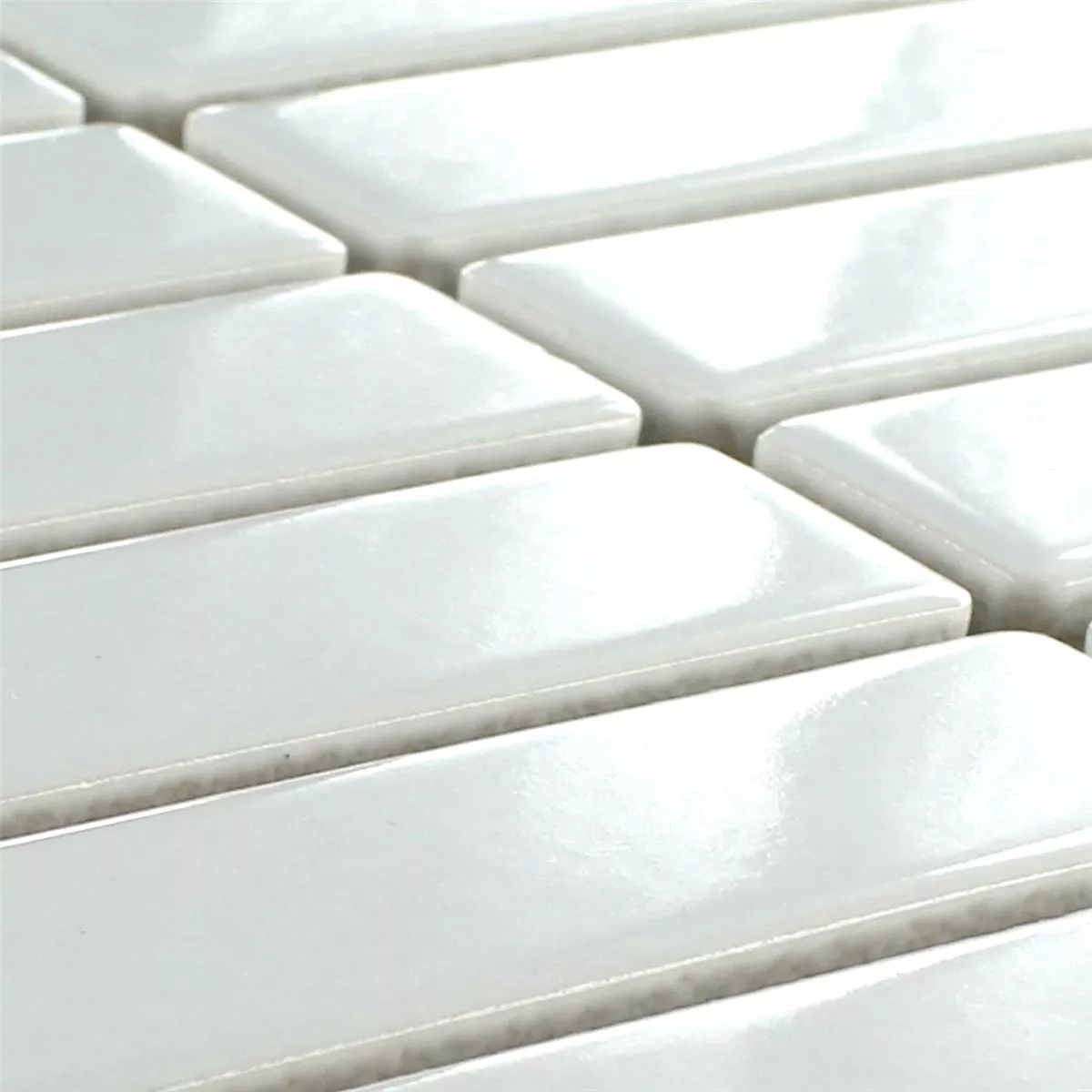 Sample Mosaic Tiles Ceramic White Sticks