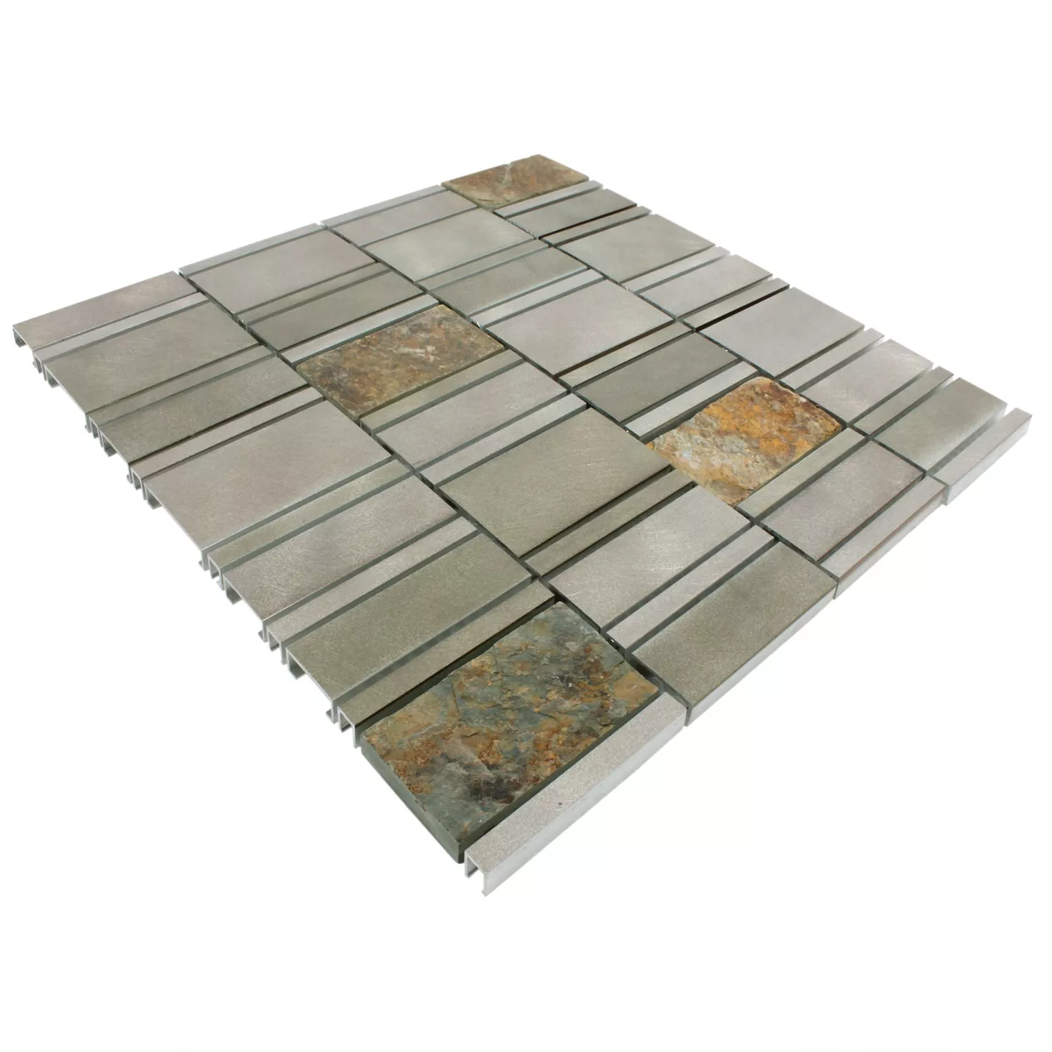 Sample Mosaic Tiles Natural Stone Aluminium Avanti Brown
