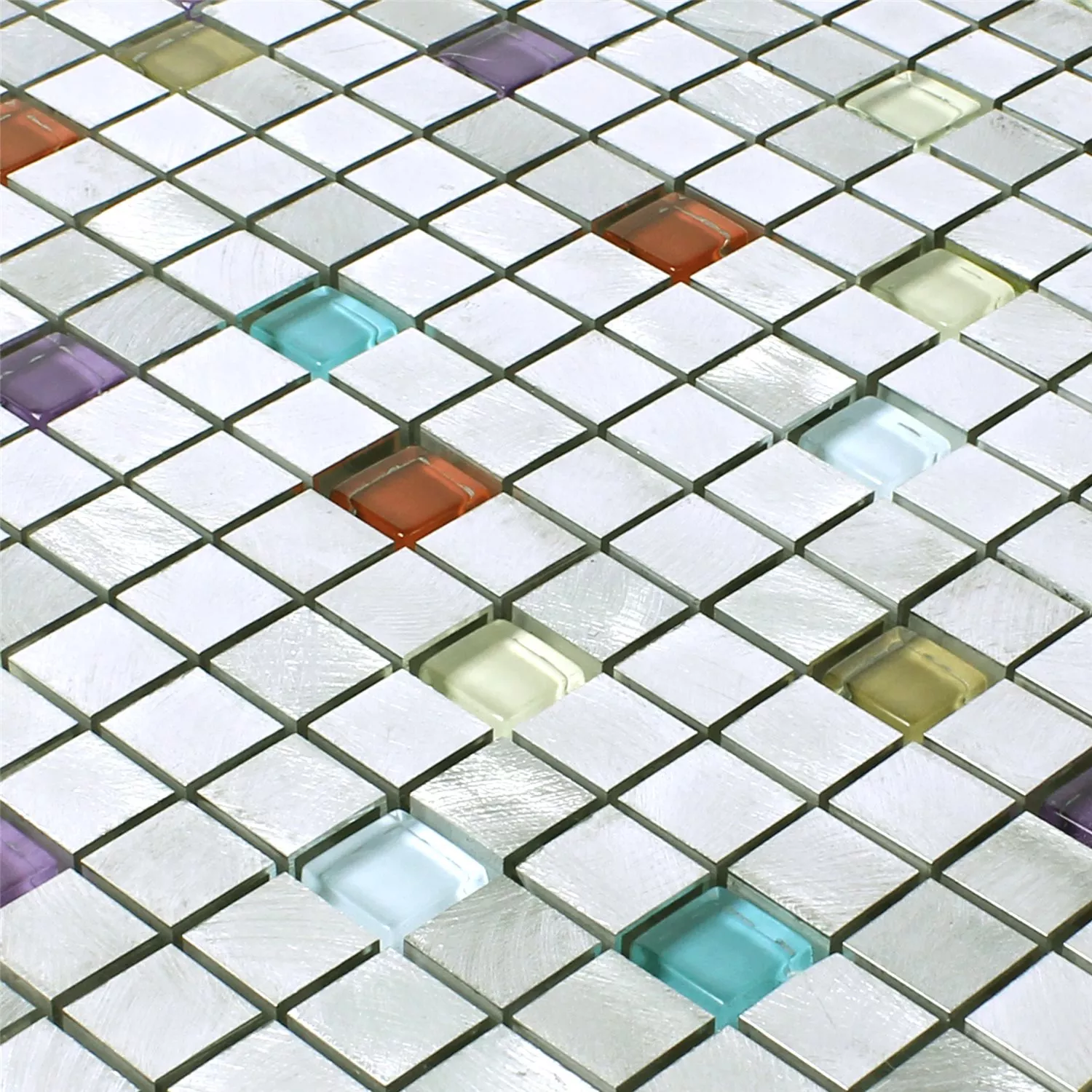 Mosaic Tiles Lissabon Aluminium Glass Mix Colored