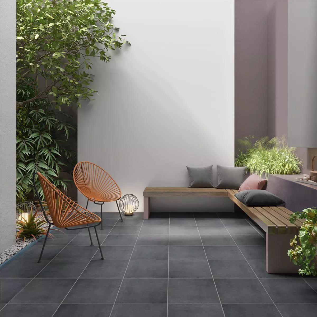 Terrace Tiles Porcelain Stoneware Herzford Anthracite 100x100x2cm