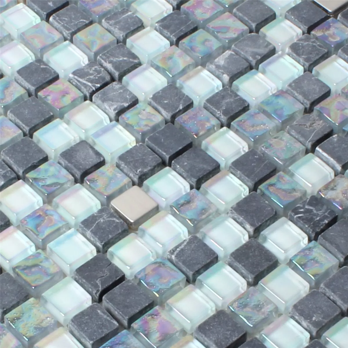 Sample Glass Marble Nacre Effect Mosaic Tiles Grey Mix