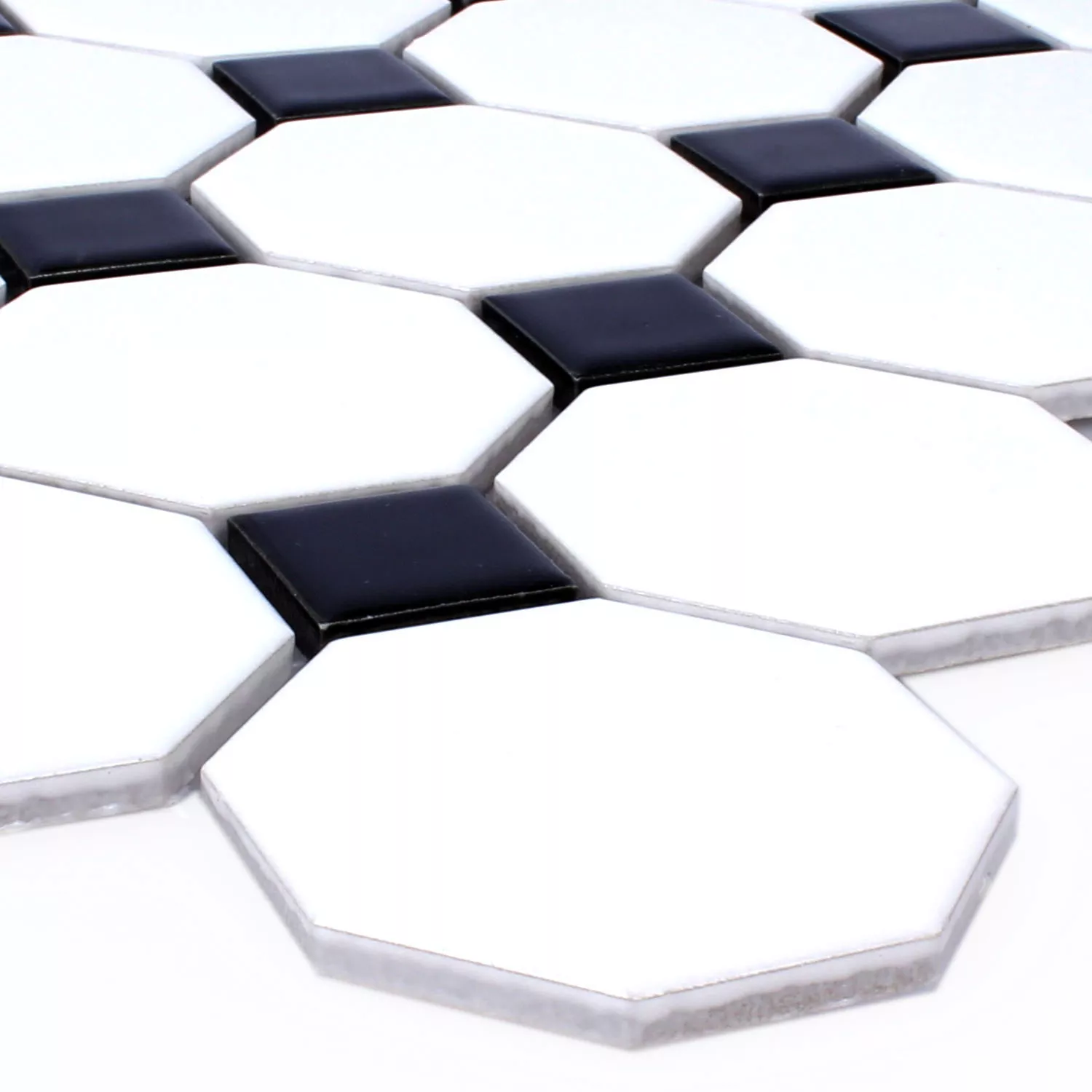 Sample Mosaic Tiles Ceramic Octagon Belami Black White