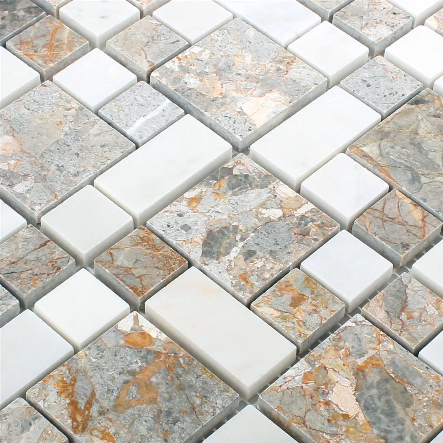 Natural Stone Mosaic Tiles Elphenor Gold White