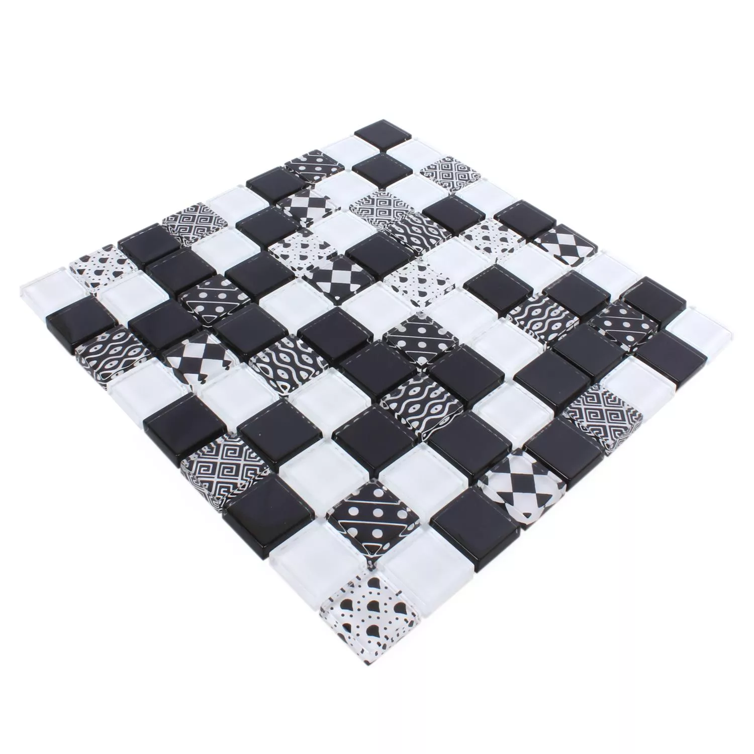 Sample Mosaic Tiles Glass Cinderella Black White