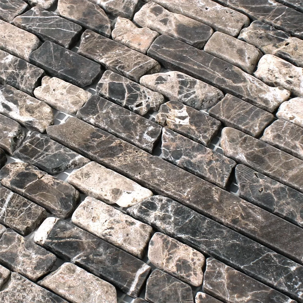 Sample Mosaic Tiles Marble Natural Stone Impala Brown Flamed