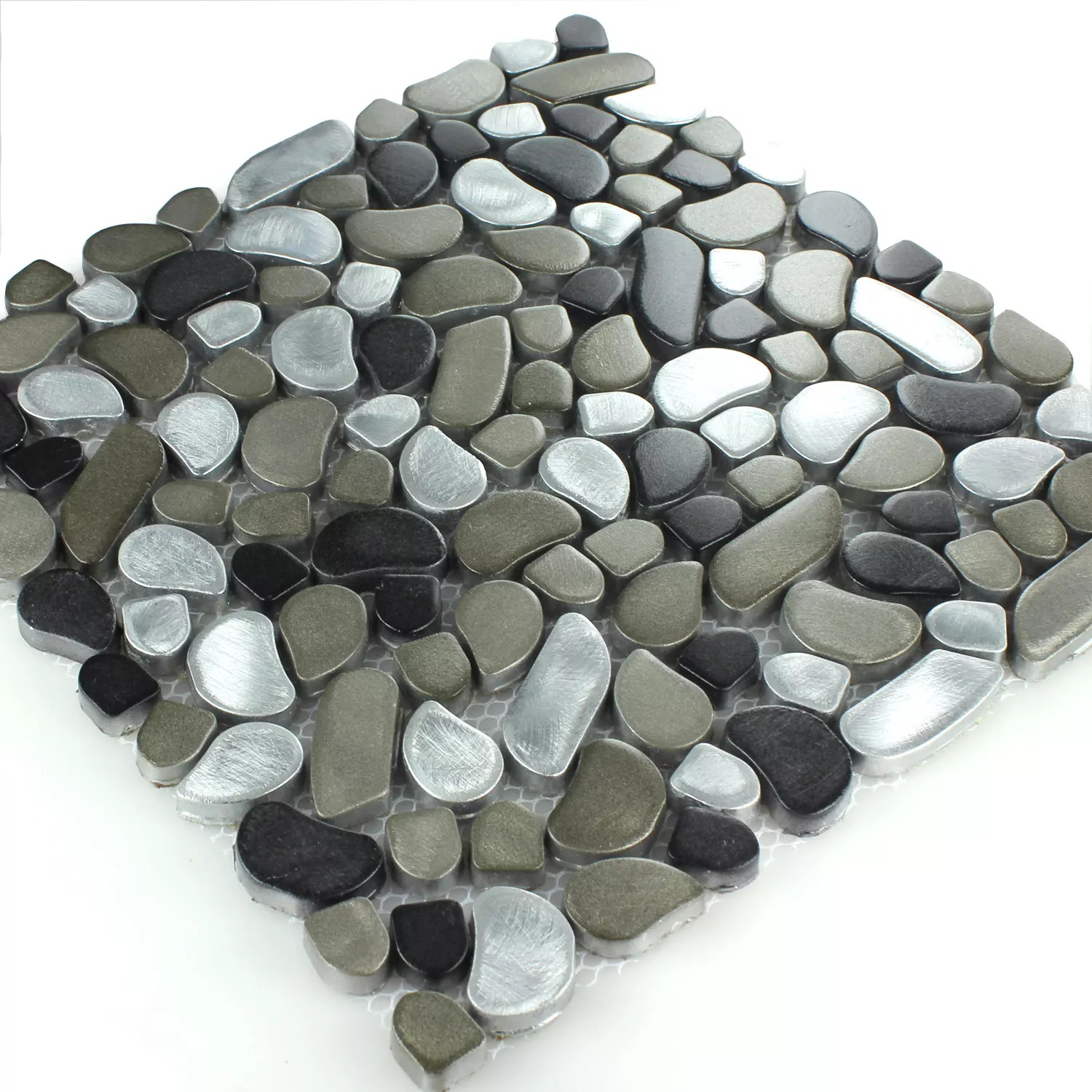 Design Stainless Steel Pebble Mosaic Black Silver