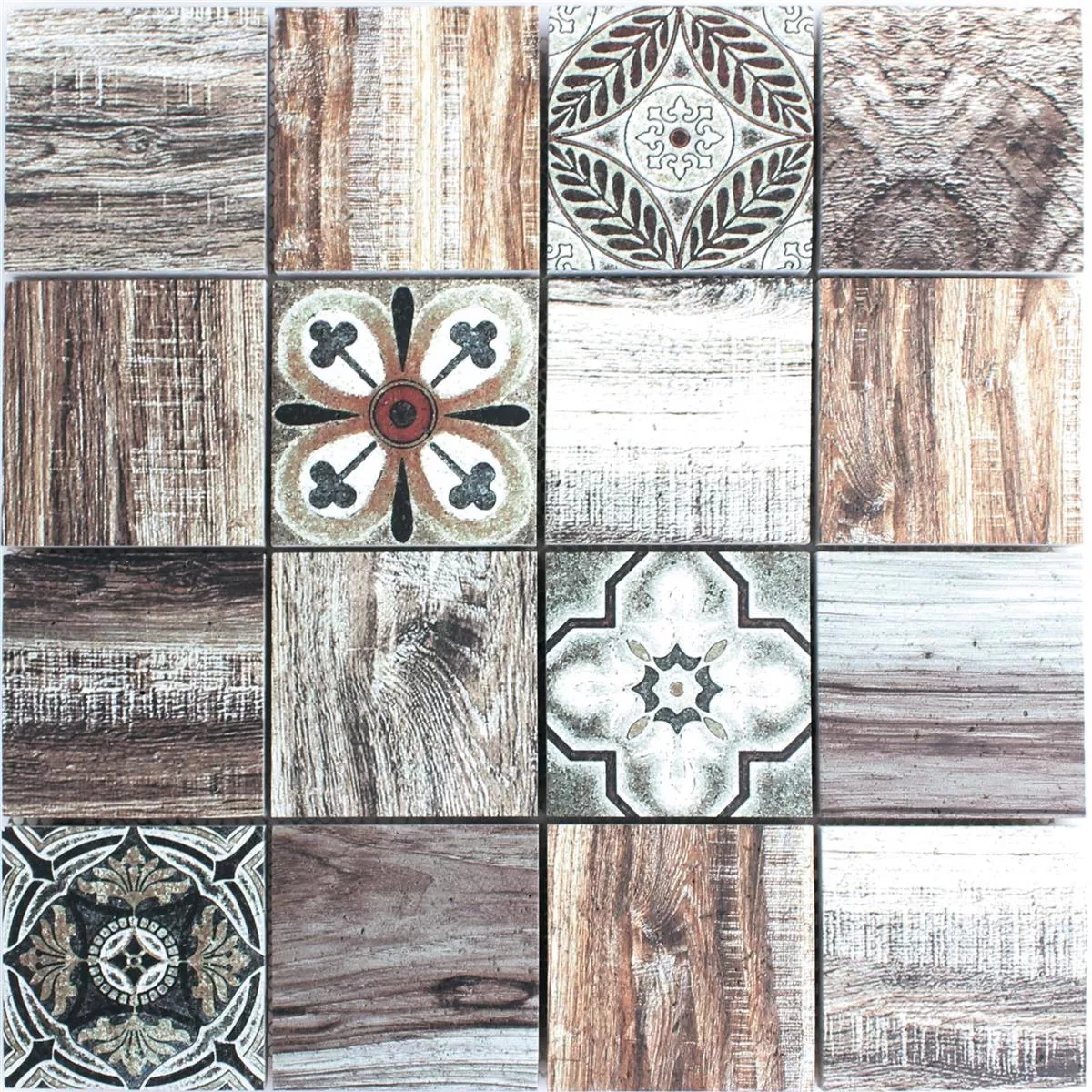 Natural Stone Mosaic Tiles Parion Wood Optic Dark Brown