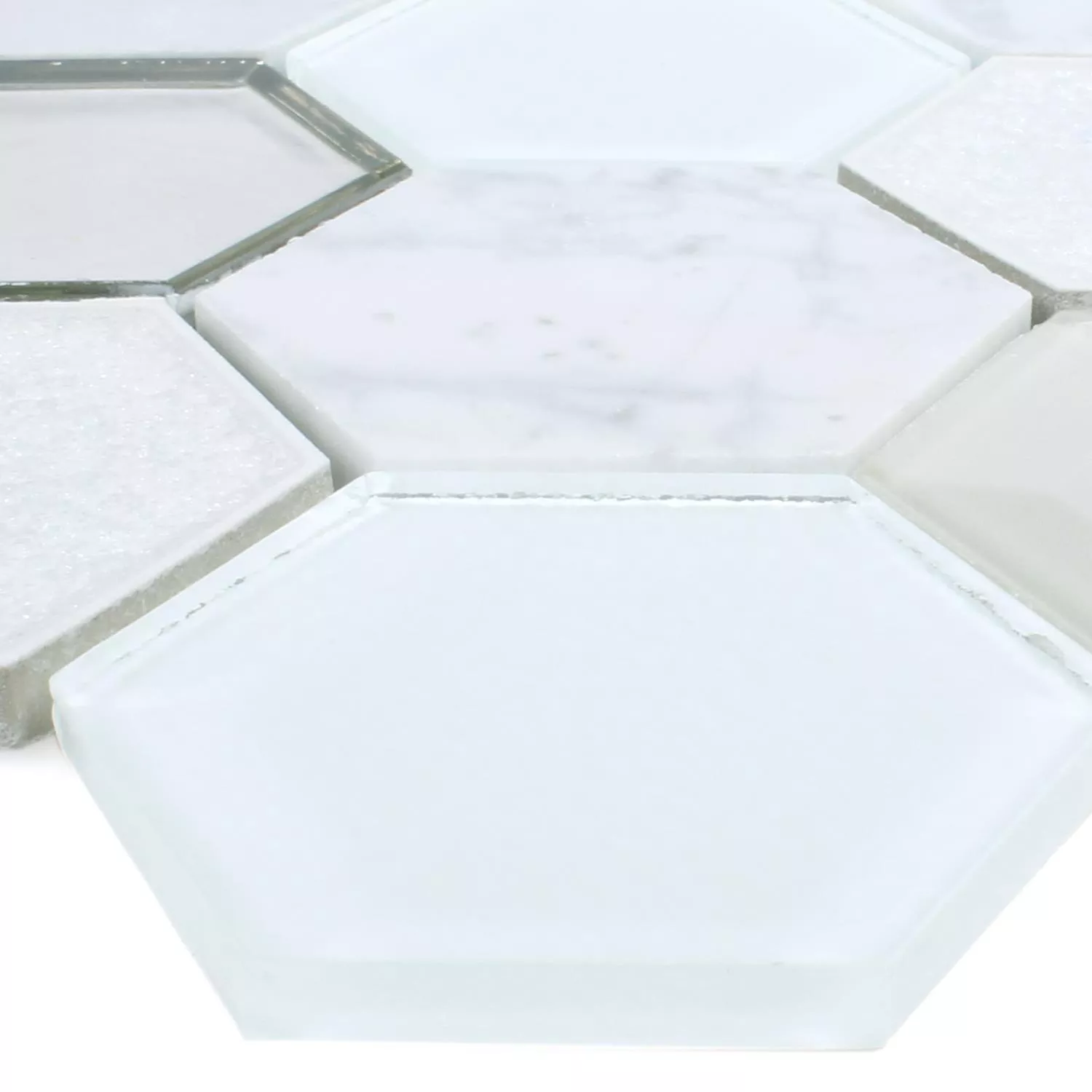 Mosaic Tiles Concrete Glass Natural Stone 3D White