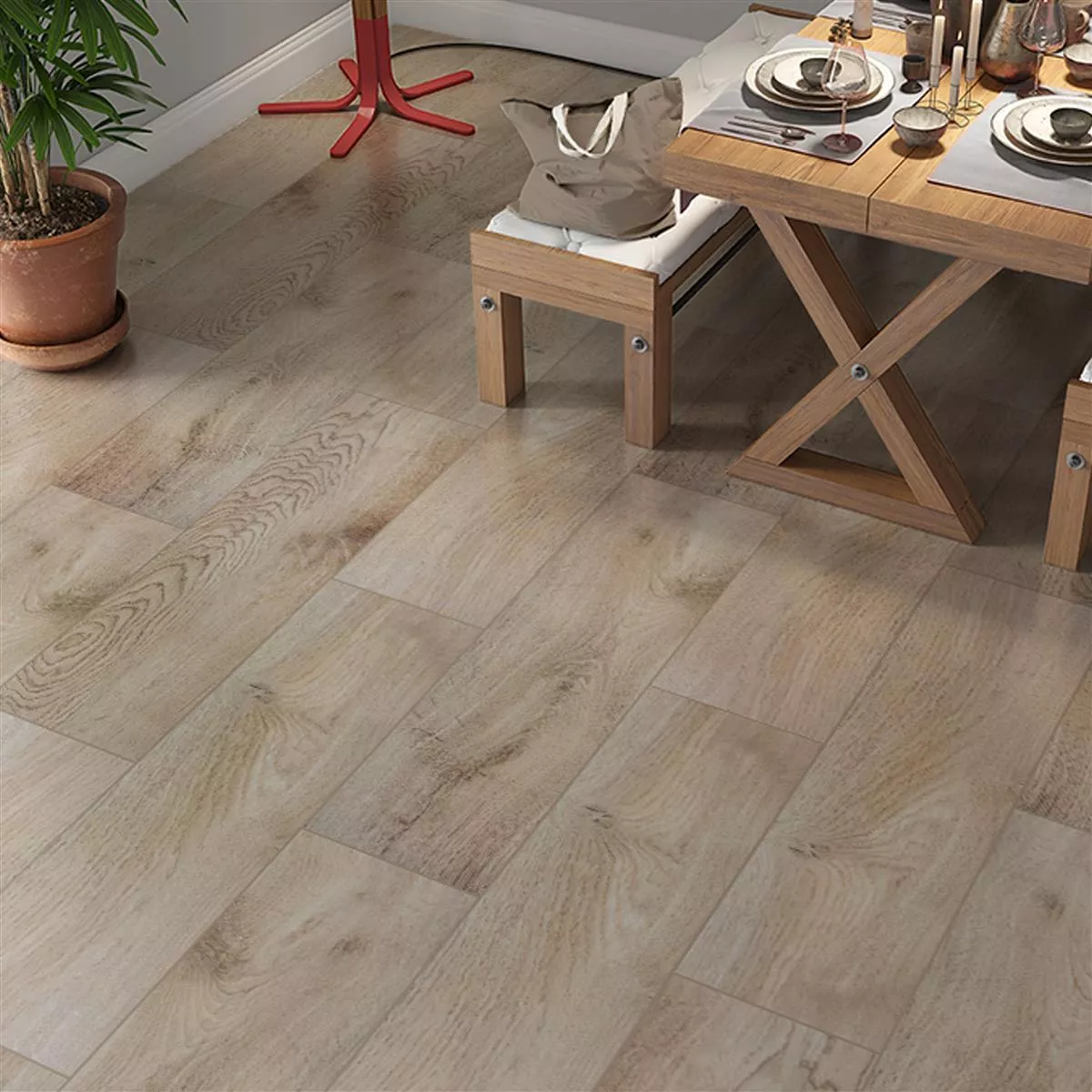 Sample Floor Tiles Wood Optic Caledonia Dark Beige 30x120cm 