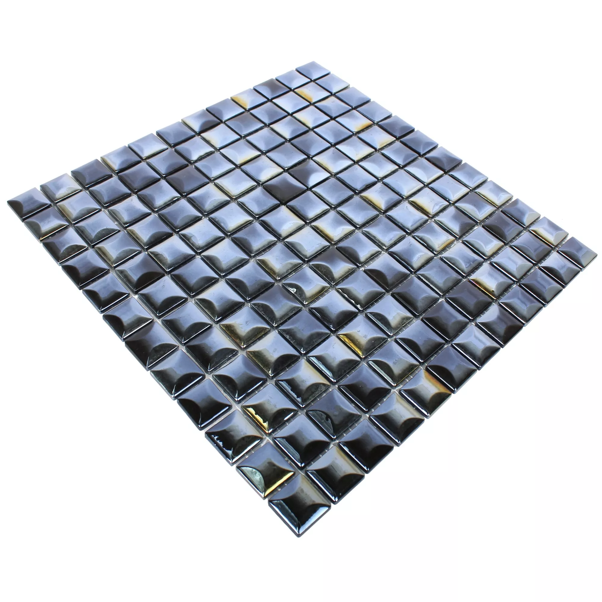 Glass Mosaic Tiles Monrovia Black 3D Metallic