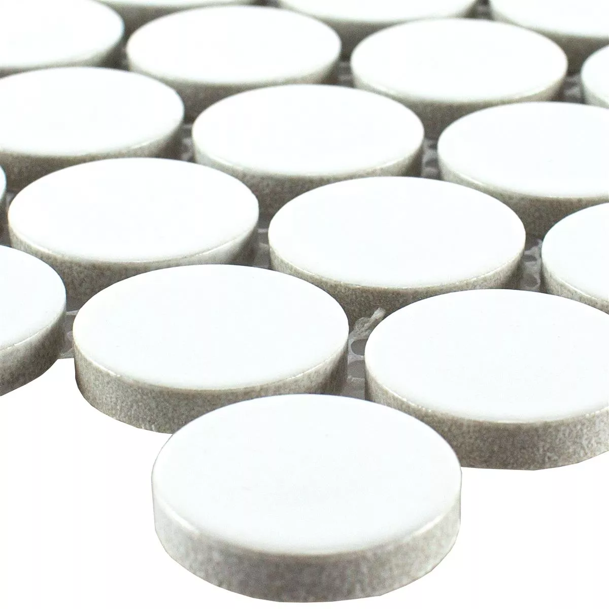 Ceramic Button Mosaic Tiles LaRosita Blanc Glossy Ceramic Button Mosaic Tiles LaRosita Blanc Glossy