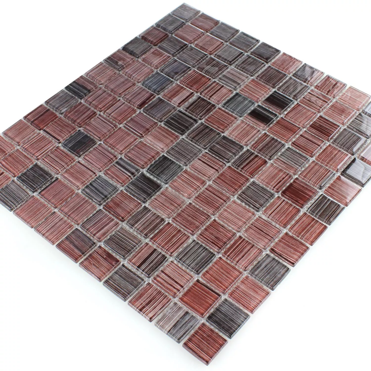 Striped Crystal Mosaic Tiles Glass Brown Mix