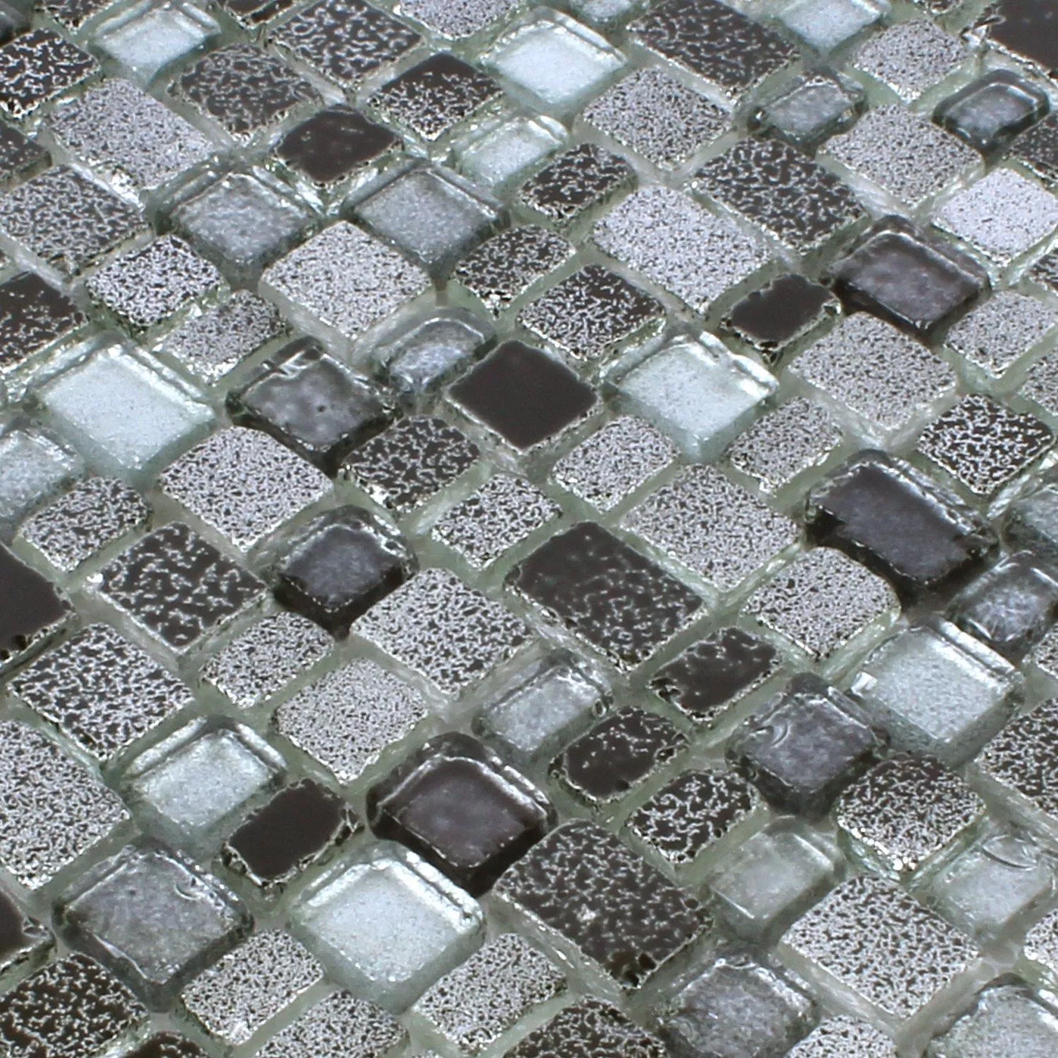 Sample Mosaic Tiles Glass Roxy Black Silver