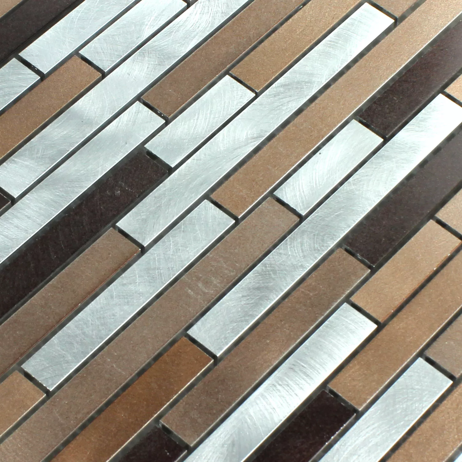 Mosaic Tiles Alu Metal Copper Brown Mix