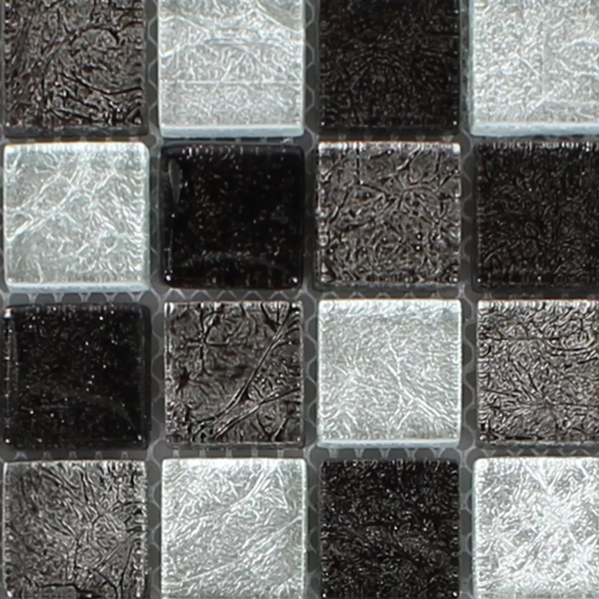 Sample Glass Mosaic Tiles Curlew Black Silver 