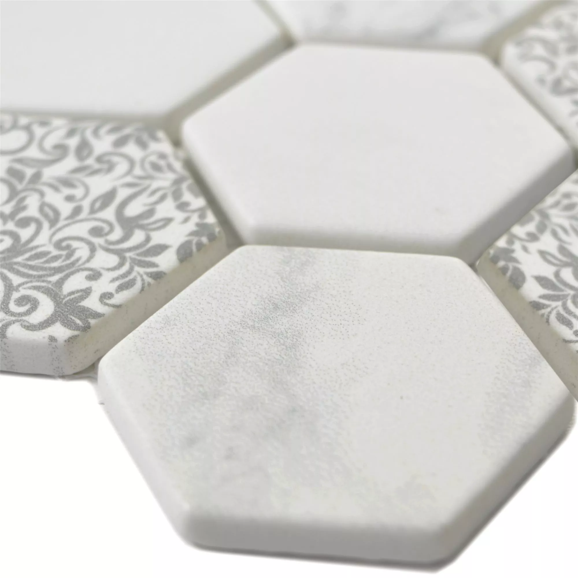 Sample Glass Mosaic Tiles Acapella Carrara Hexagon