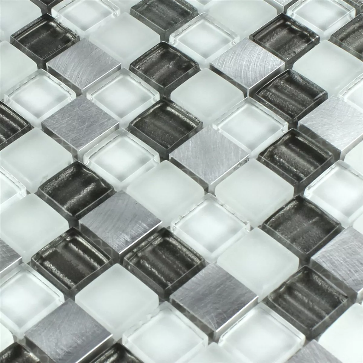 Sample Mosaic Tiles Alu Glass Silver Grey
